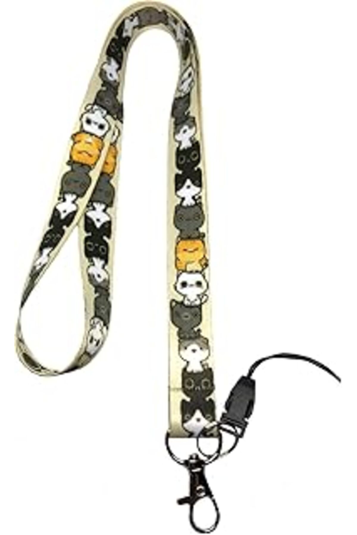 Mu Art Ahşap Stormistoretr Kedi Desenli Boyun Ipi Telefon Askısı Lanyard