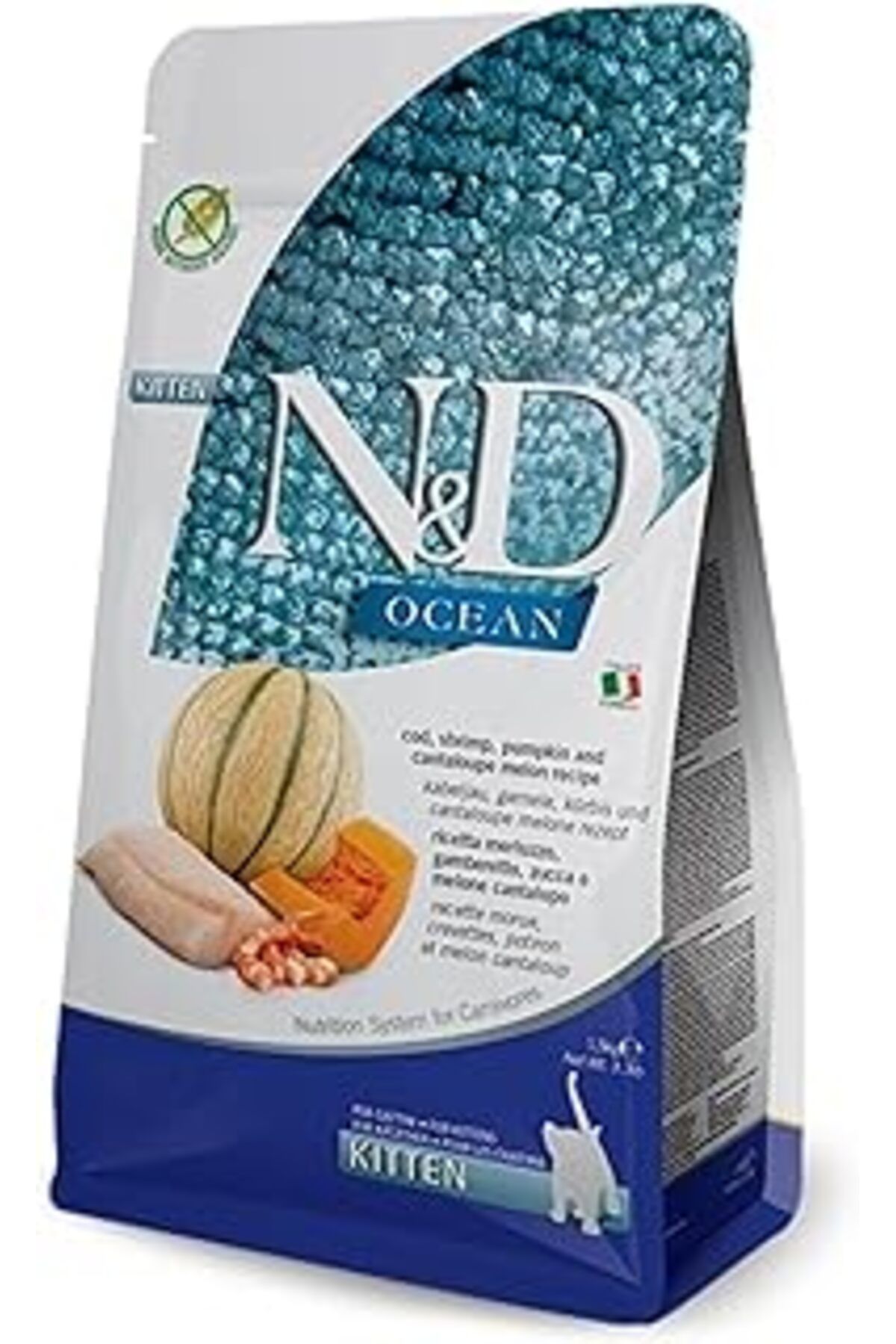 NETWORK ART N&D Ocean Kuru Kedi Maması, Morina Balığı, Karides, Balkabağı Ve Kavunlu, Yavru Kedi, 1.5 Kg