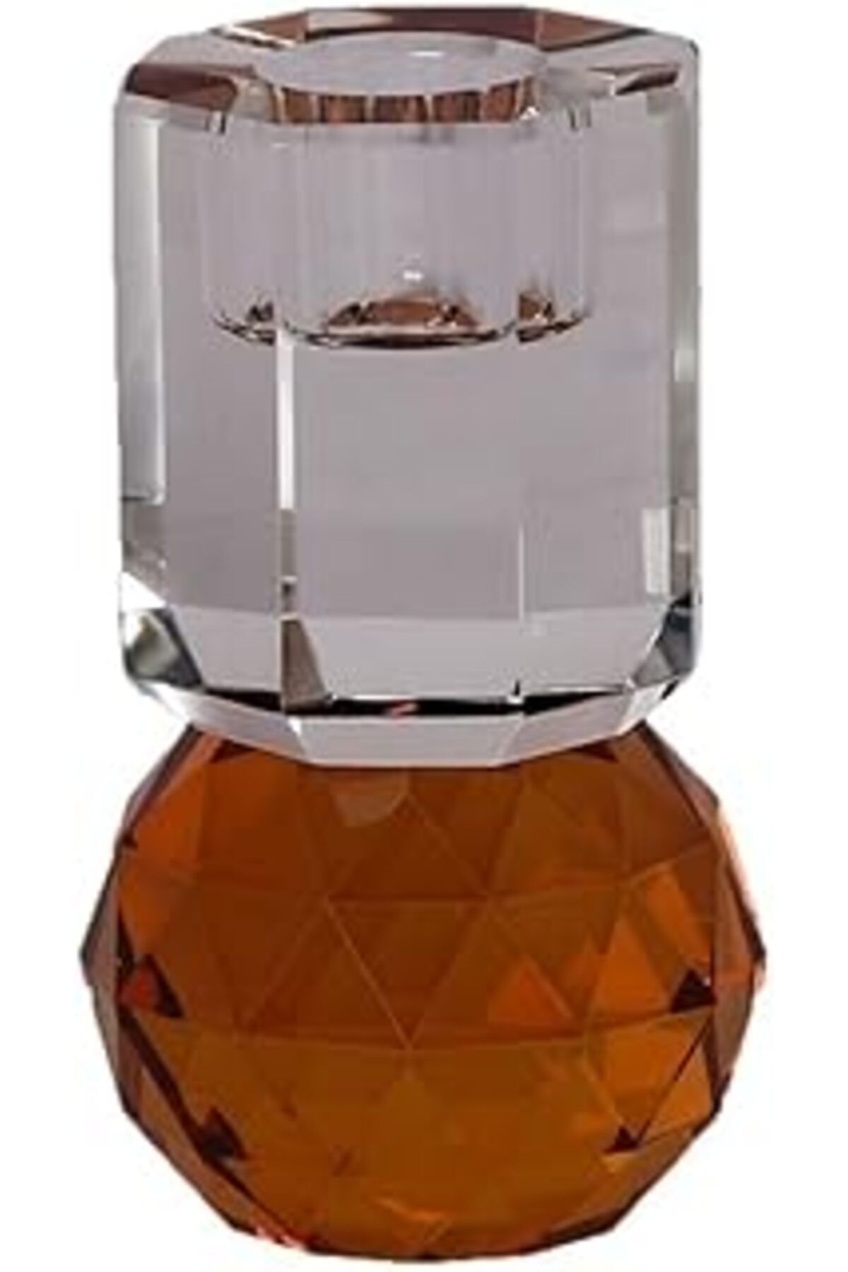 Pazarcan Eja International Kristal Mum Tutucu, Amber/Berrak, 10,5X6X6 Cm