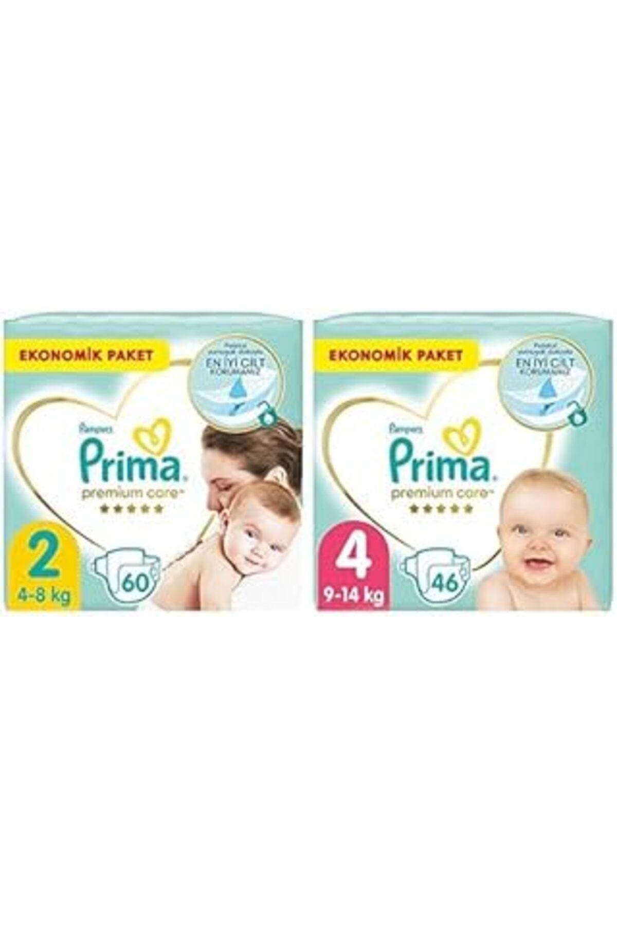 Genel Markalar Bebek Bezi Premium Care 2 Beden 60 Adet Mini Paket & Bebek Bezi Premium Care 4 Beden 46 Adet Maxi P