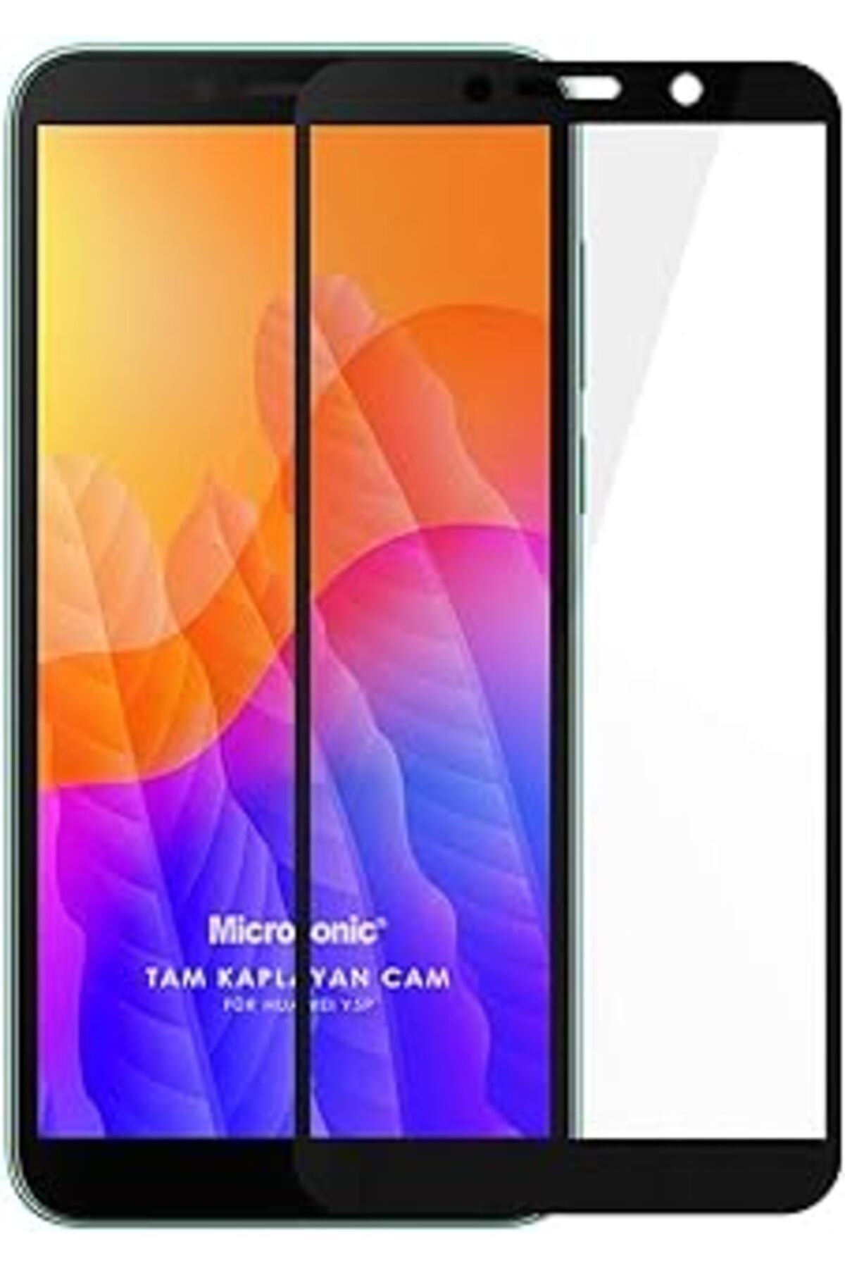 Pazarcan Microsonic Huawei Y5P Tam Kaplayan Temperli Cam Ekran Koruyucu Siyah