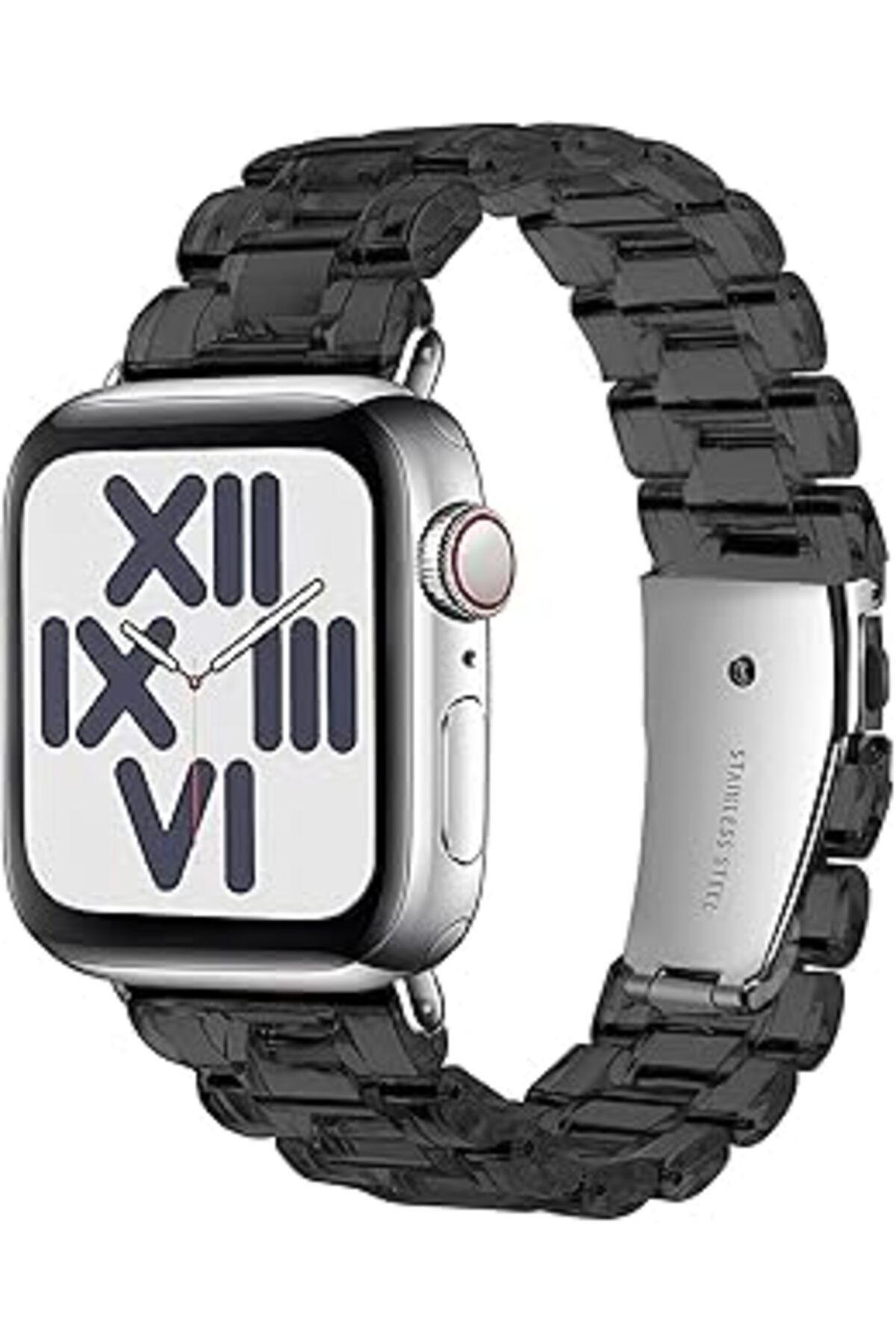 karadağsb Minesk Apple Watch 42-44-45-49 Mm Uyumlu Şeffaf Tasarım Ultra Hafif Baklalı Reçine Kordon Uzunluğu