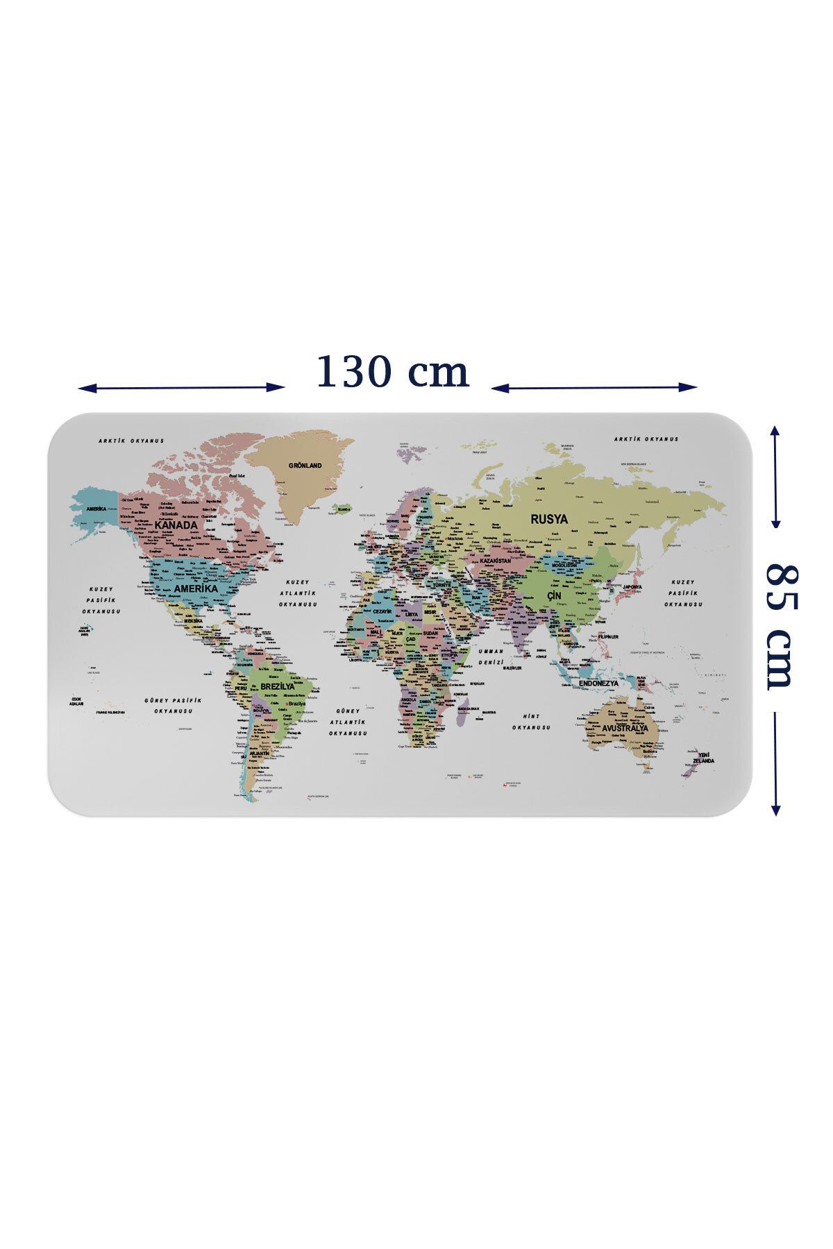 Haye Collection Türkçe Eğitici Ülke ve Başkent Detaylı Atlası Dünya Haritası Duvar Sticker-85x130-3850