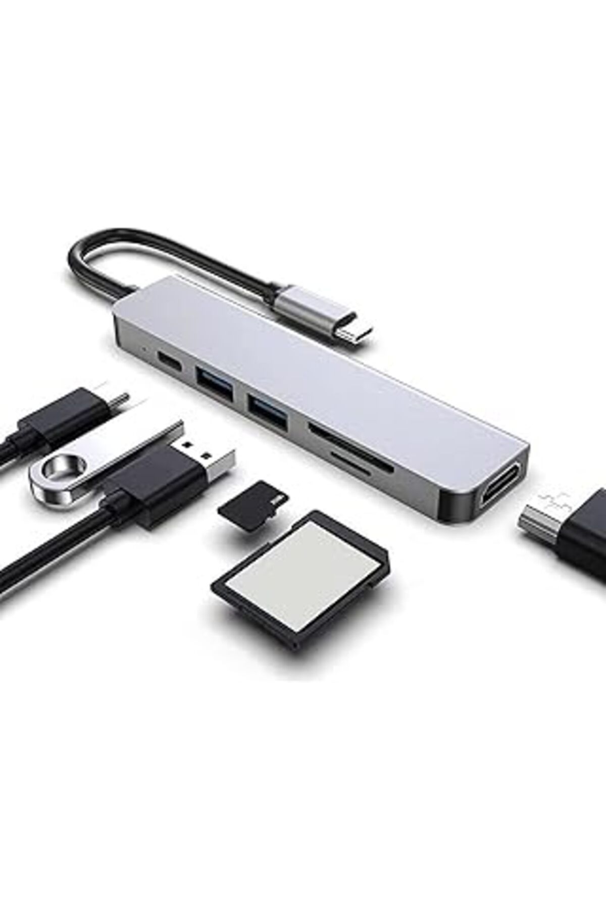 NZM TİCARET Macbook Pro Huawei Dell Ile Uyumlu Type C To 4K Hdmi + Usb 3.0 + Sd/Tf + Pd + Type-C, Taşınabilir 7