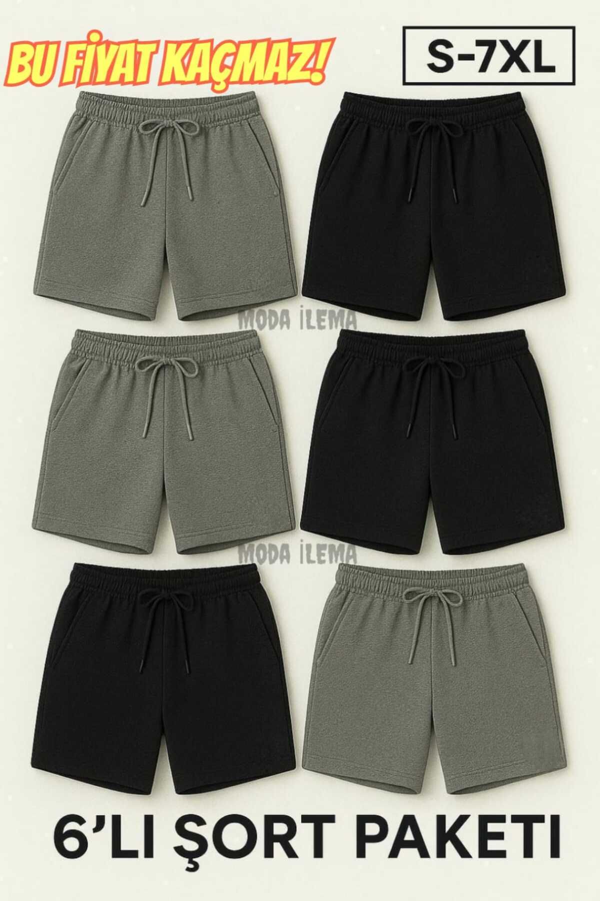 MODA İLEMA 6’lı Şort Paketi – S-7XL | Rahat Kalıp, , Şık Kombin