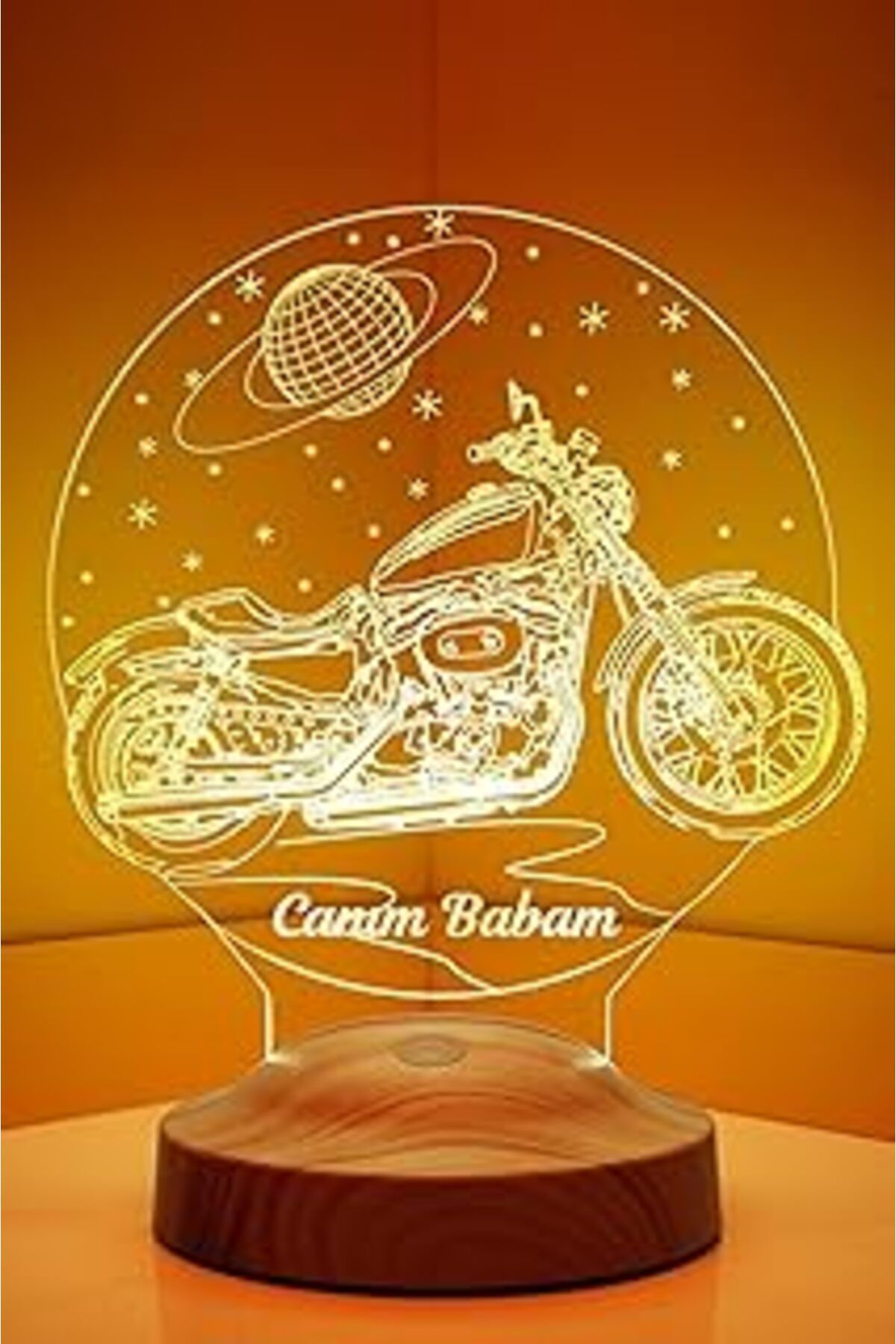 karadağsb Sevgilambası 3D Canım Babam Motorsiklet Chopper Led Lamba