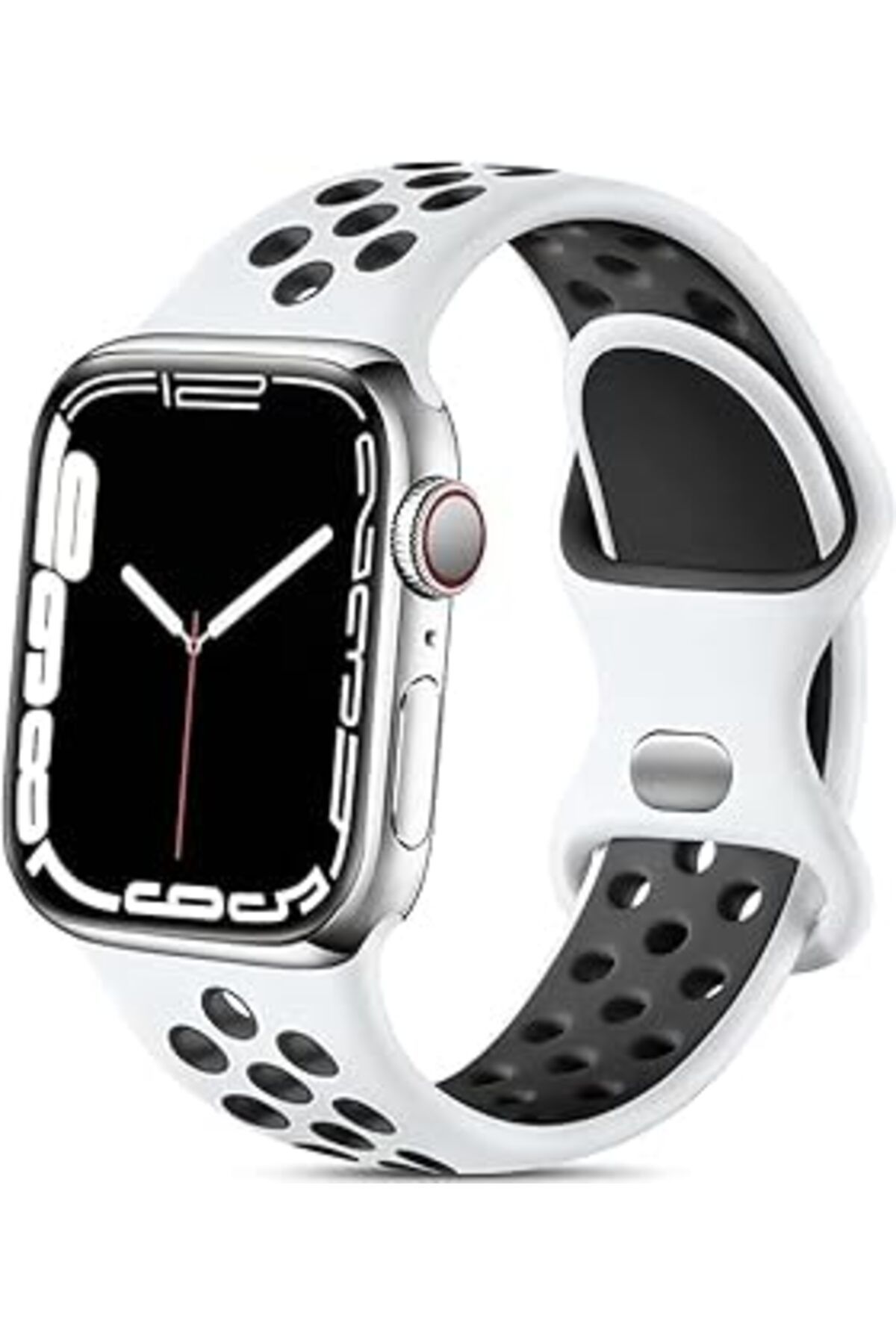 karadağsb Minesk Apple Watch Seri 1/2/3/4/5/6/7/Se/8/Ultra İle Uyumlu Delikli Silikon Kordon Kayış 42-44-45-4