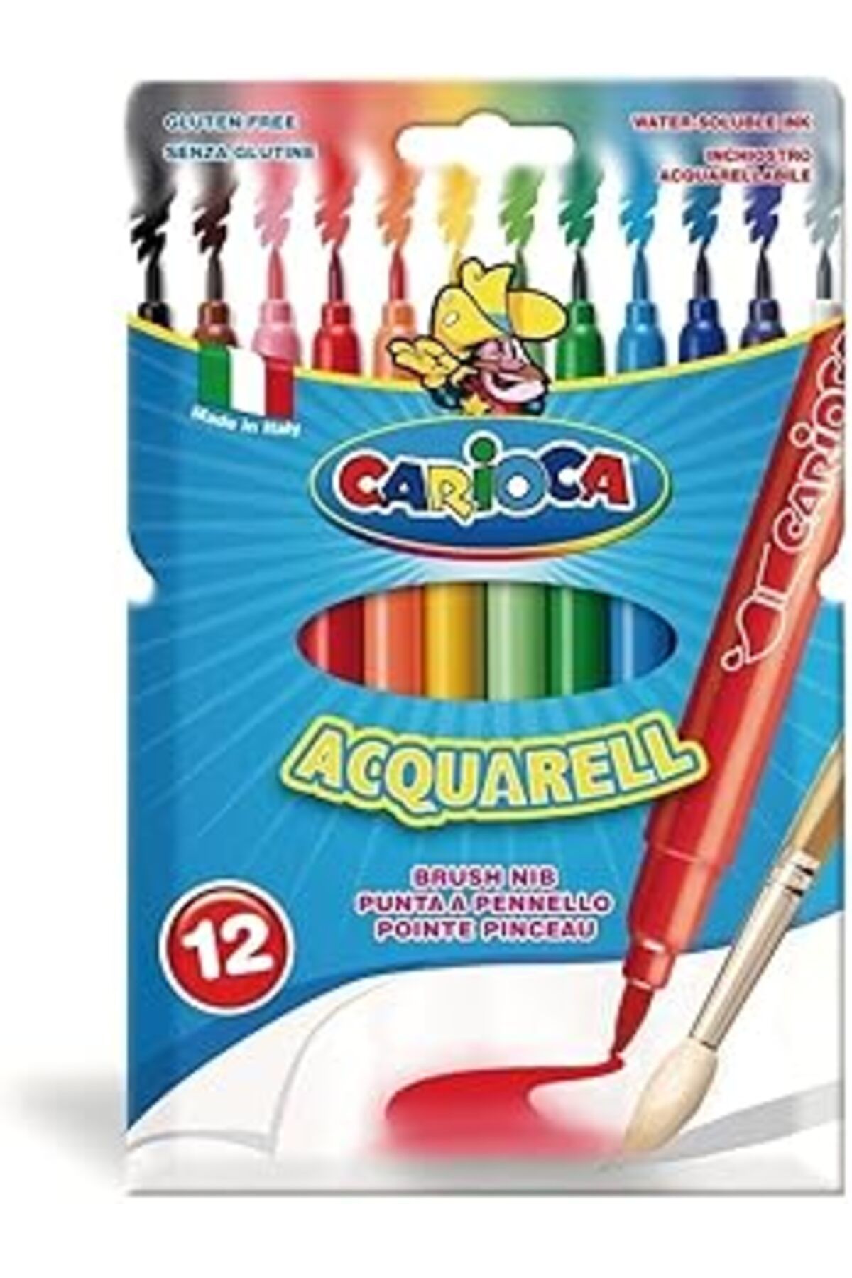 Pazarcan Carioca Acquarell Fırça Uçlu Keçeli Boya Kalemi 12'Li