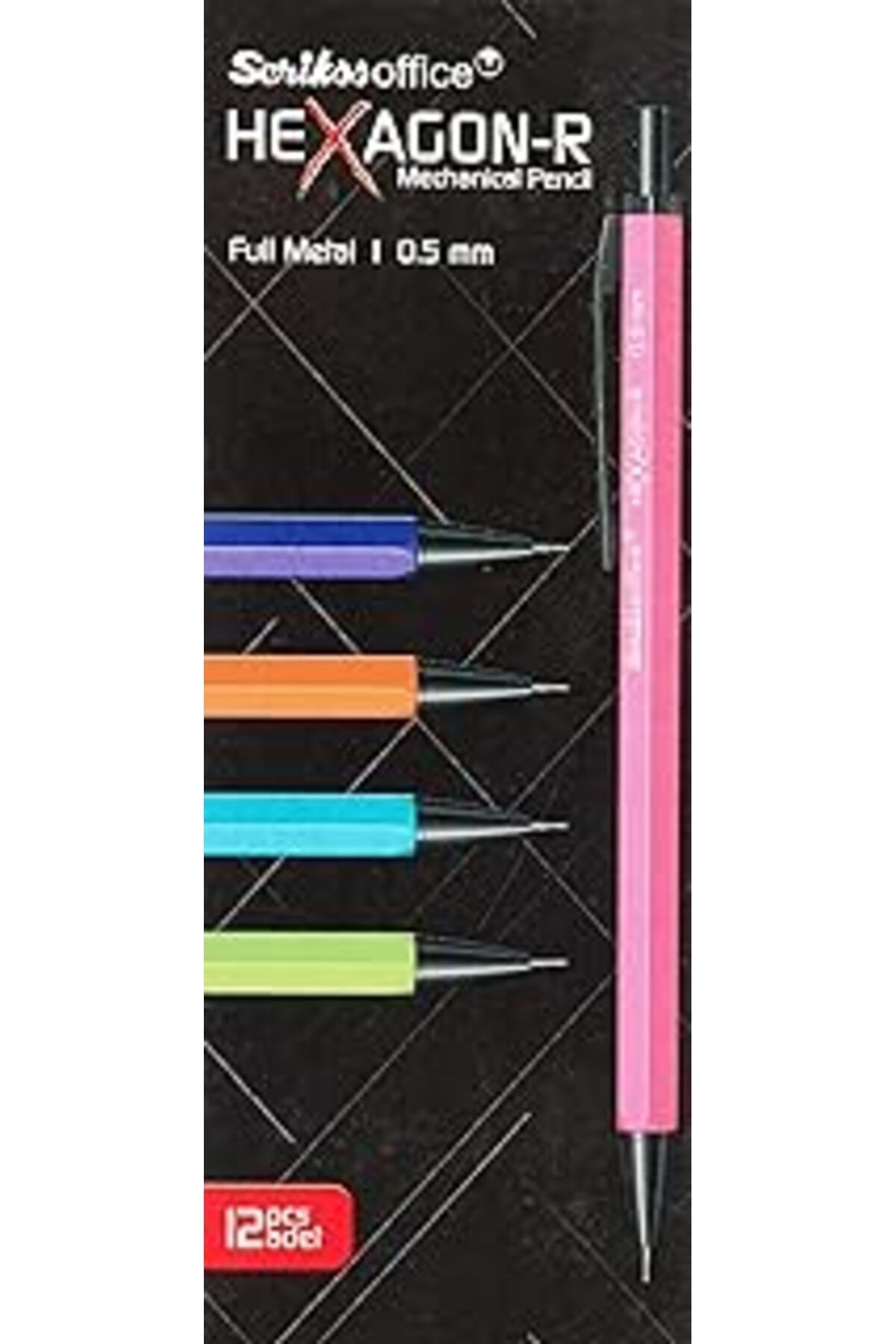 TBSProjects Scrikss Office Hexagonr Mekanik Kurşun Kalem 12'Li Ambalaj Pembe 0.5 Mm