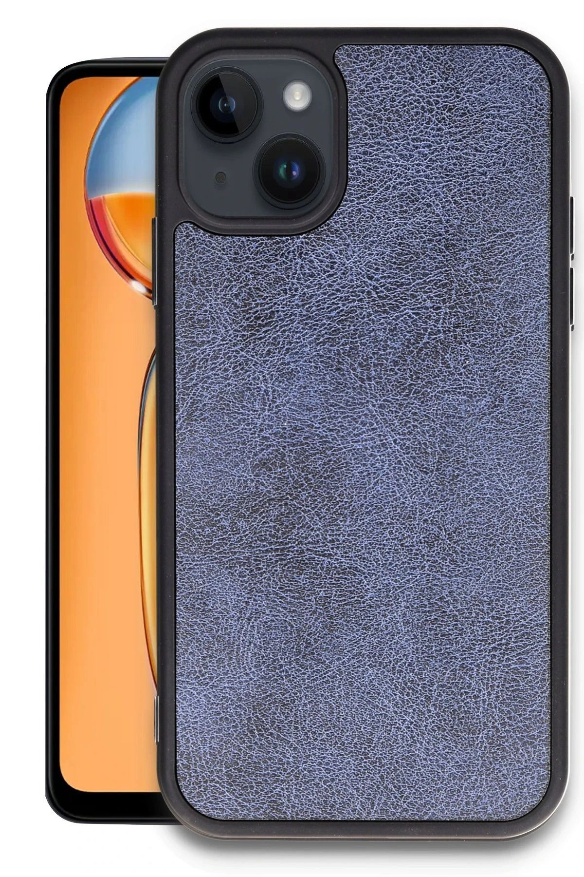 NewFace iPhone 15 Kılıf Aras Deri Kapak - Lacivert YNSMR