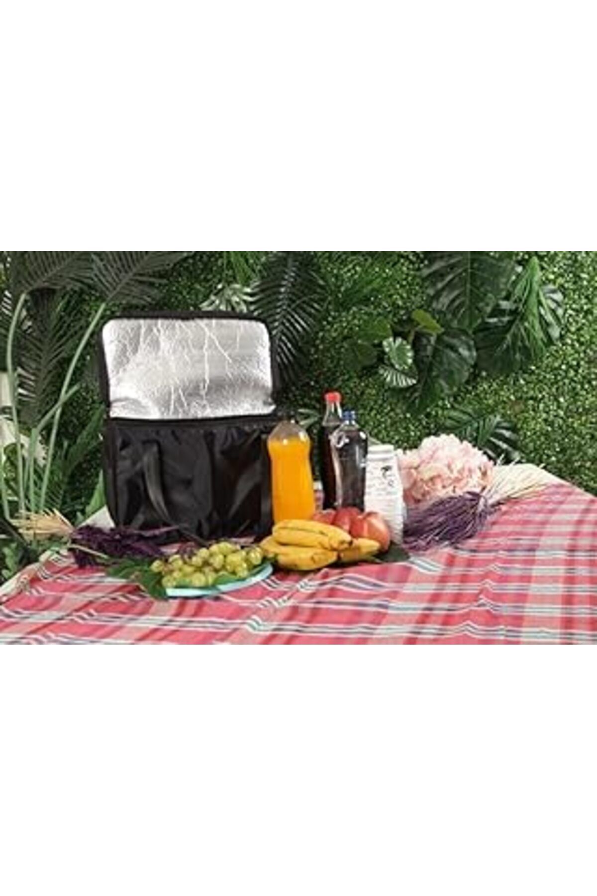 Mu Art Ahşap Escenay Sıcak Soğuk Tutucu Çanta Termal Kamp Piknik Plajda Paket Servis Çantası Ölçüleri : 40 * 25