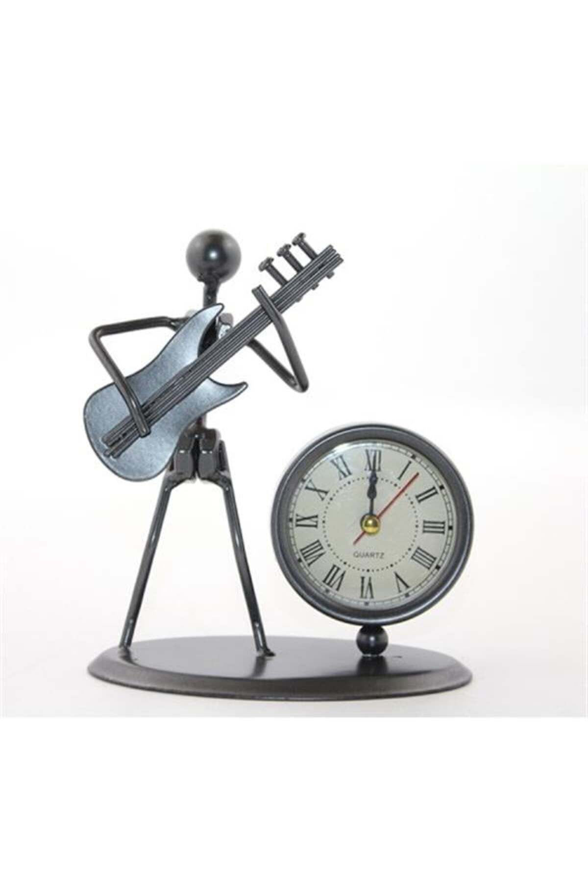 Mu Art Ahşap Metal Müzisyen Saat Model 3