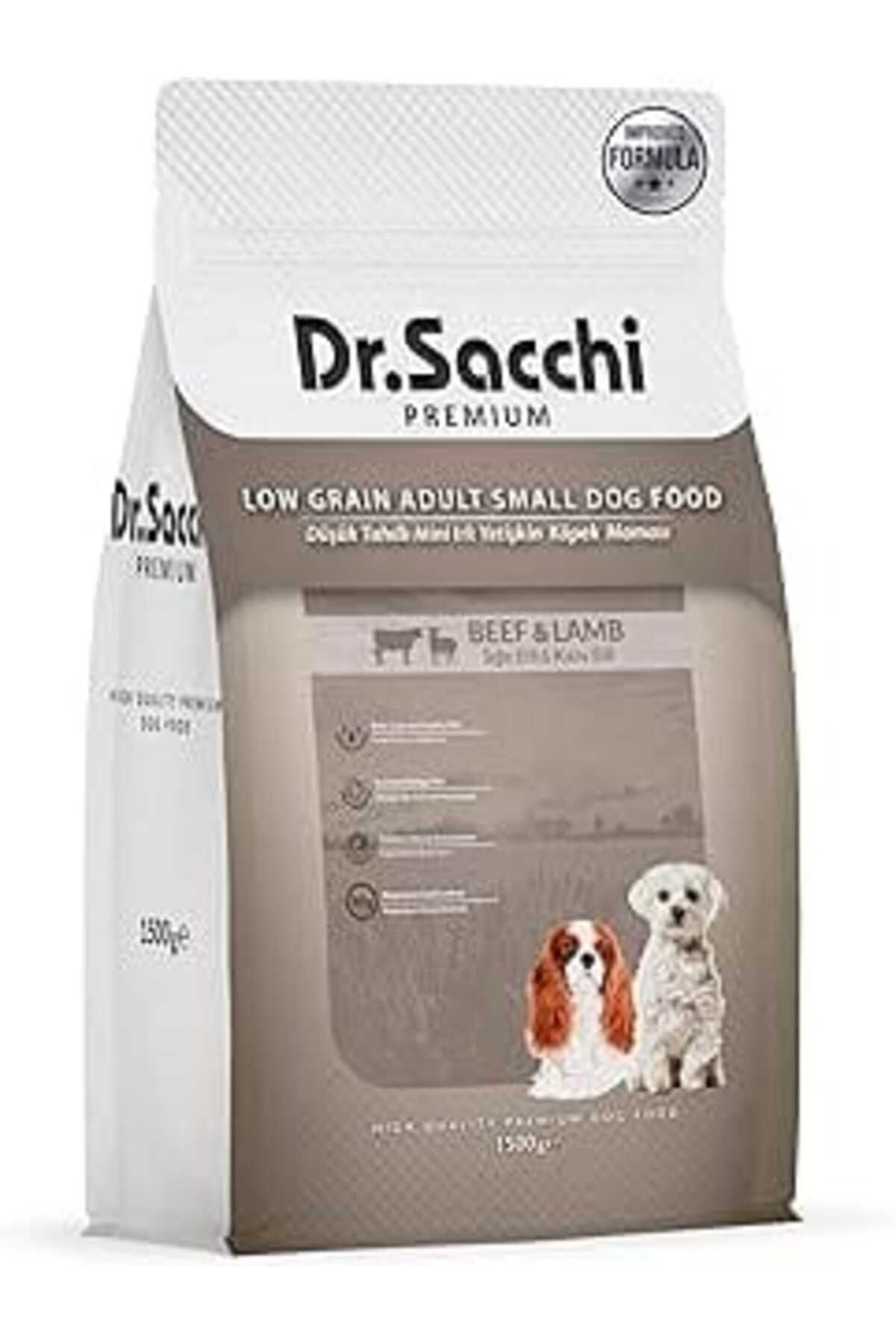 karadağsb Dr.Sacchi Premium Düşük Tahıllı Sığır Etli Ve Kuzu Etli Mini Irk Yetişkin Köpek Maması 1,5 Kg