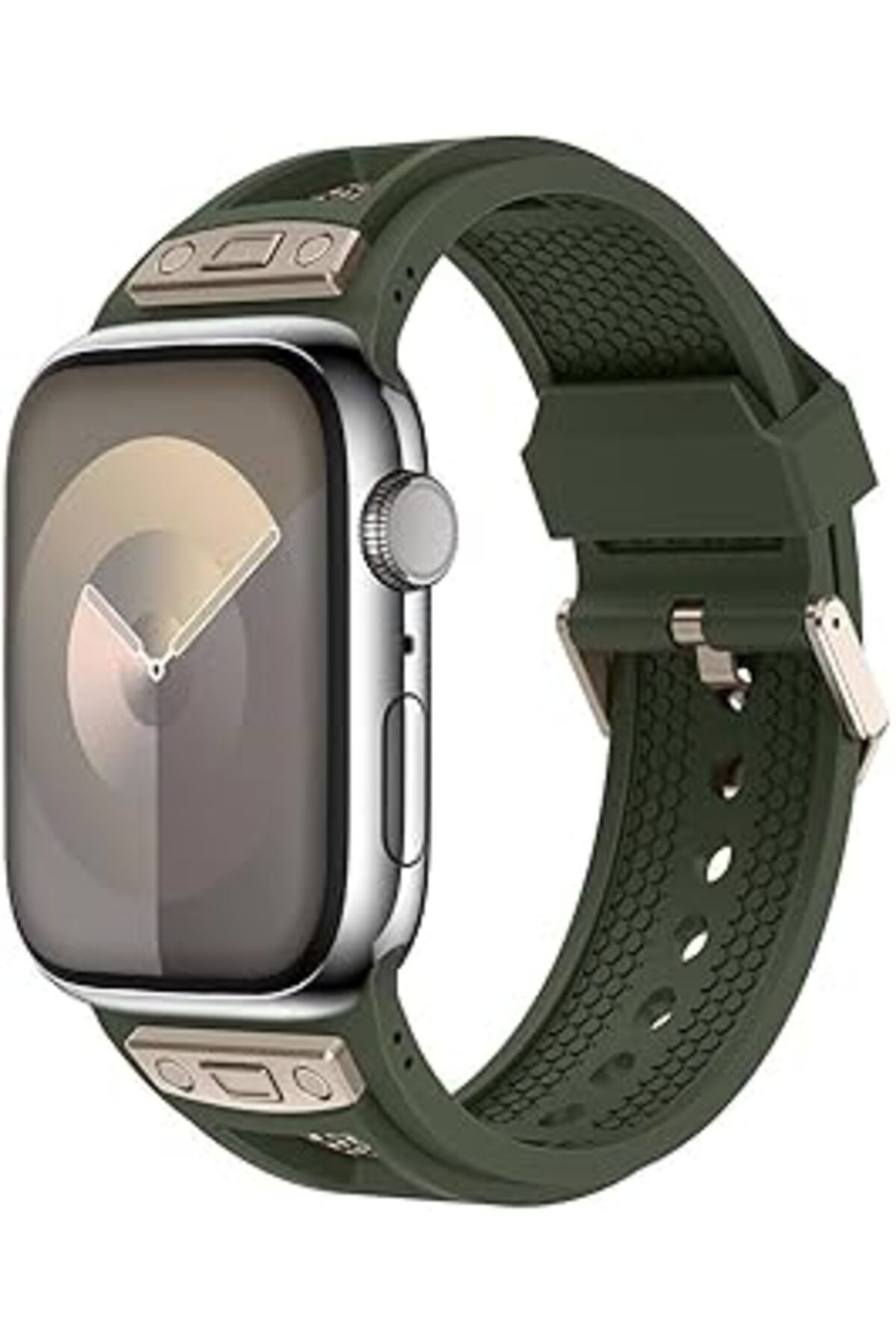 karadağsb Zore Apple İle Uyumlu Watch 42Mm Krd-117 Hava Alabilen Delikli Metal Süslemeli Desenli Silikon Kord