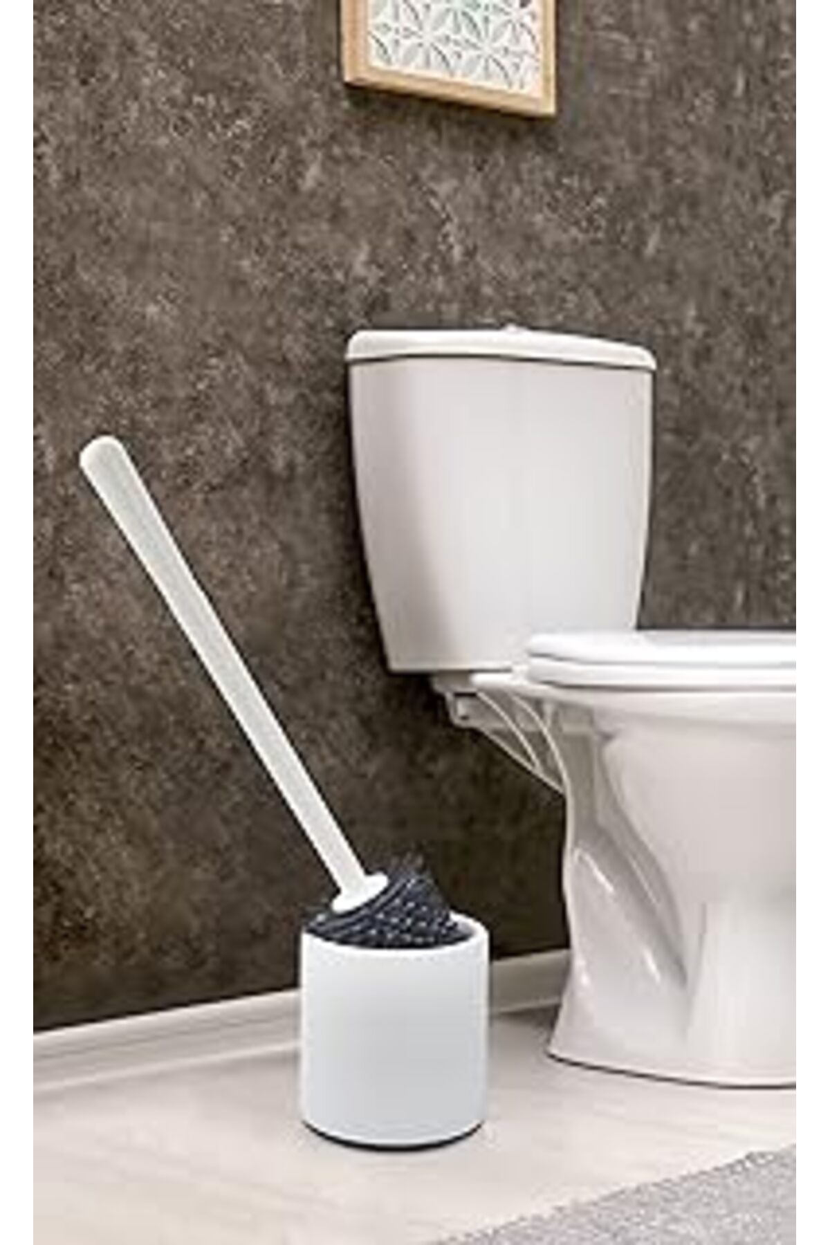 Mu Art Ata Home Silikon Wc Tuvalet Banyo Fırçası Klozet Fırçası Beyaz-Gri Oval