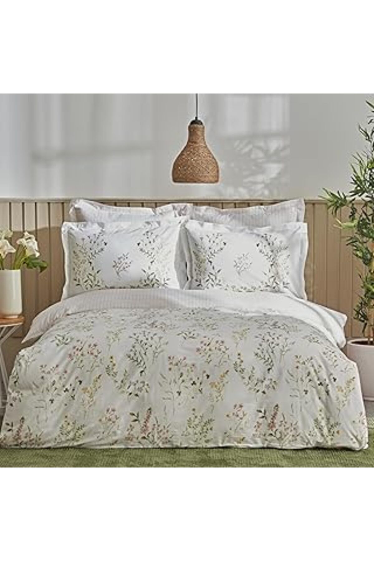 Mu Art Karaca Home Sera%100 Pamuk, Çift Kişilik Nevresim Takımı, Yeşil