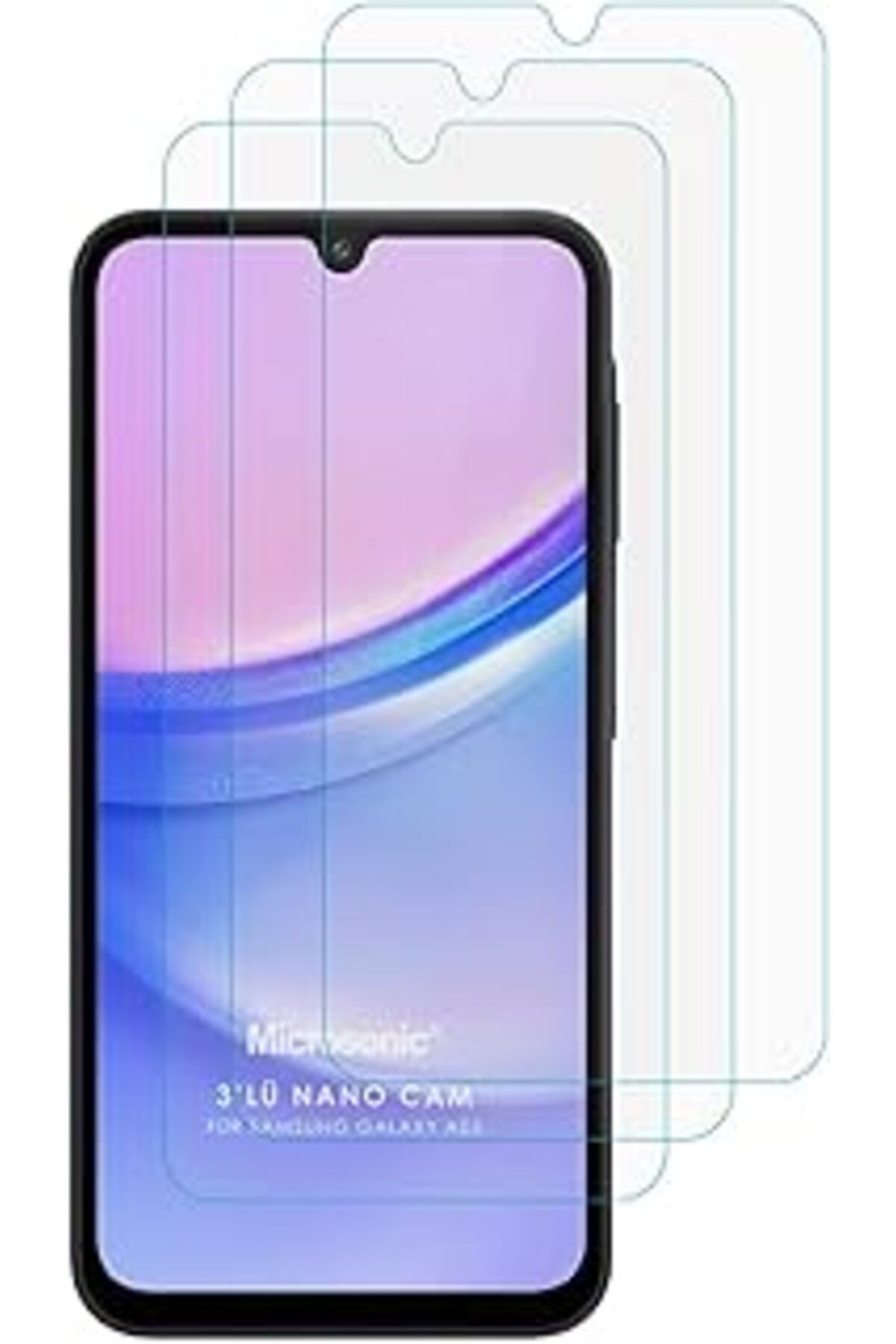 Pazarcan Microsonic Samsung Galaxy A06 Screen Protector Nano Glass Cam Ekran Koruyucu (3`Lü Paket) [Galaxy A