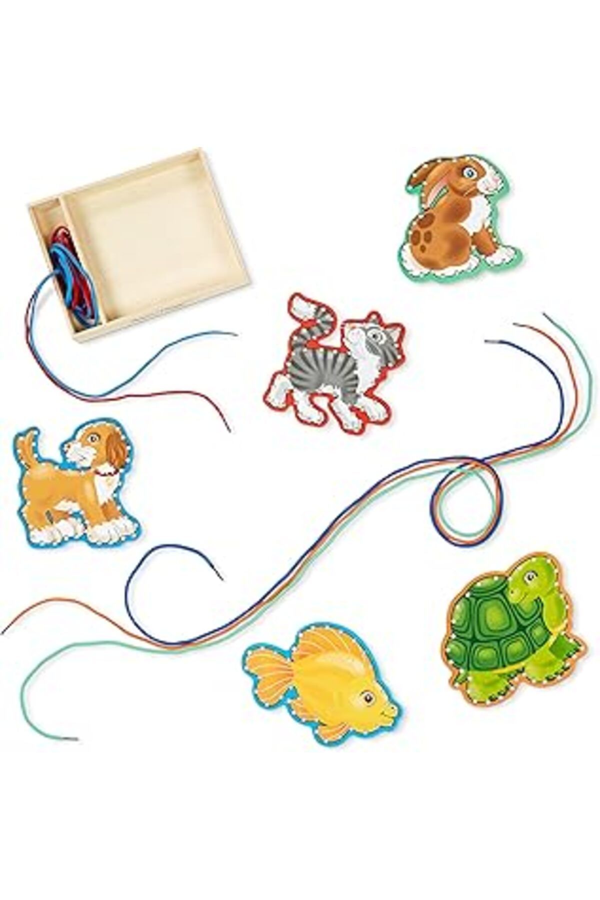 robotrend Melissa & Doug Ahşap Paneller Ve Bağcıklar, Evcil Hayvanlar, Gelişimsel Oyuncak, Bağcıklı Aktivitel