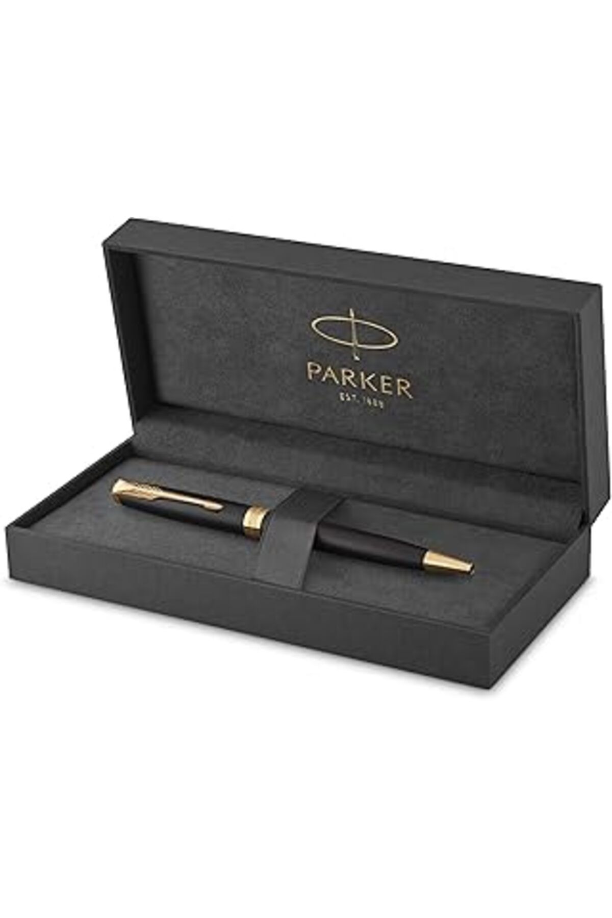 Mu Art Parker Sonnet Mat Siyah Altın Tasarımlı Tükenmez Kalem, Mavi Mürekkep, Orta Kalınlıkta Uç