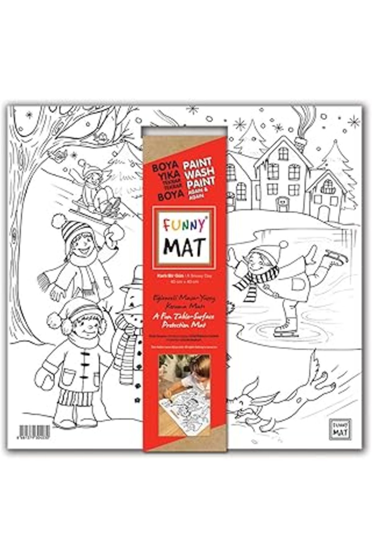 karadağsb Akademi Çocuk Funny Mat White 40X40Cm - Karlı Bir Gün
