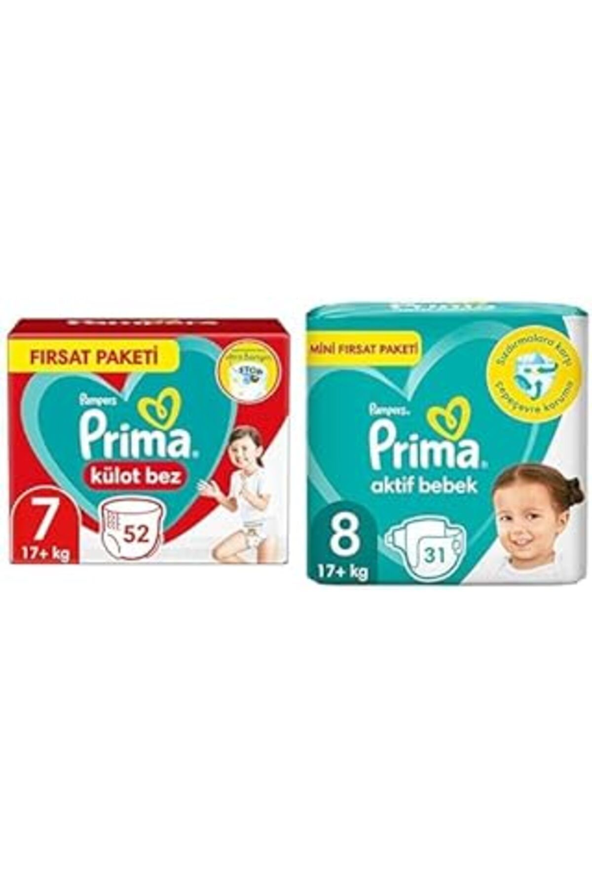 NZM TİCARET Bebek Bezi Külot Bez 7 Numara 52 Adet Fırsat Paketi & Bebek Bezi Aktif Bebek 8 Numara 31 Adet
