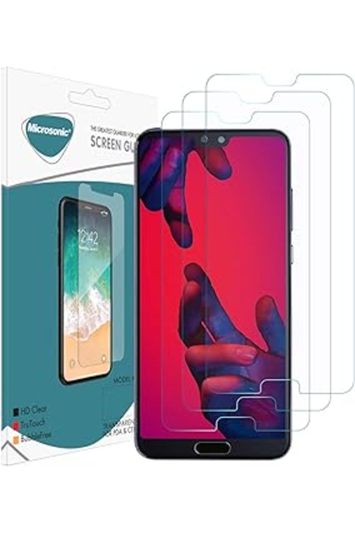 Pazarcan Microsonic Huawei P20 Ekran Koruyucu Nano Cam (3'Lü Paket)