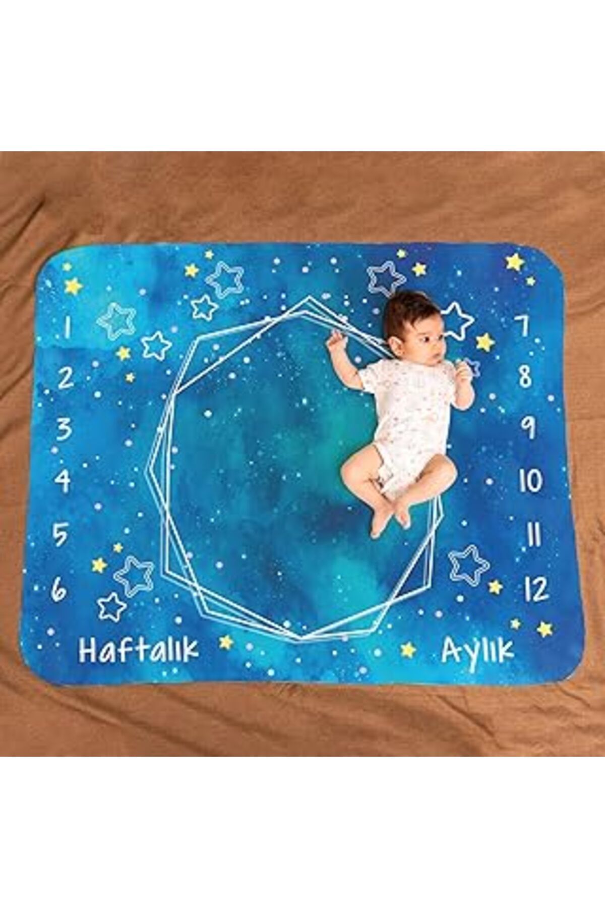 karadağsb Mavi Uzay Macerası Baby Shower Hediyesi Fotoğraf Çekim Battaniyesi