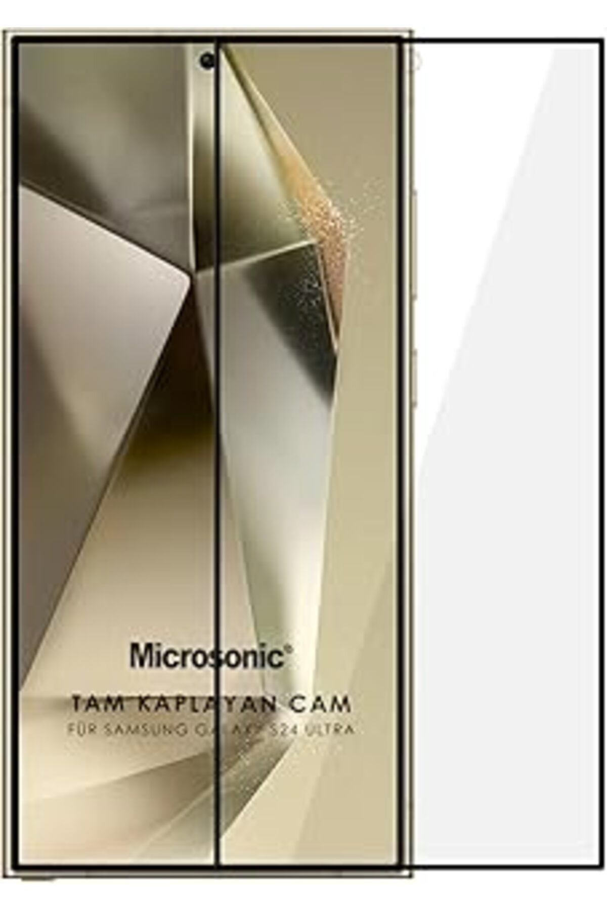 Pazarcan Microsonic Samsung Galaxy S25 Ultra Tam Kaplayan Temperli Cam Ekran Koruyucu Siyah