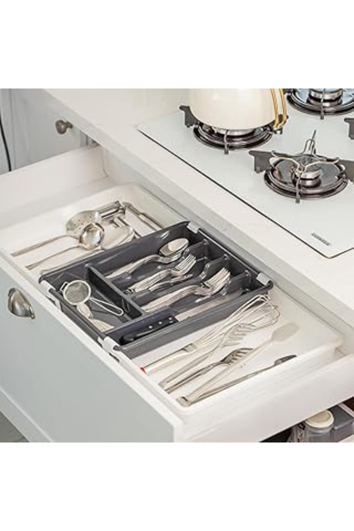 karadağsb Porsima Çok Fonksiyonlu Çift Açılır Kaşıklık Çekmece İçi Ayarlanabilir Pratik 5 Bölmeli Organizer