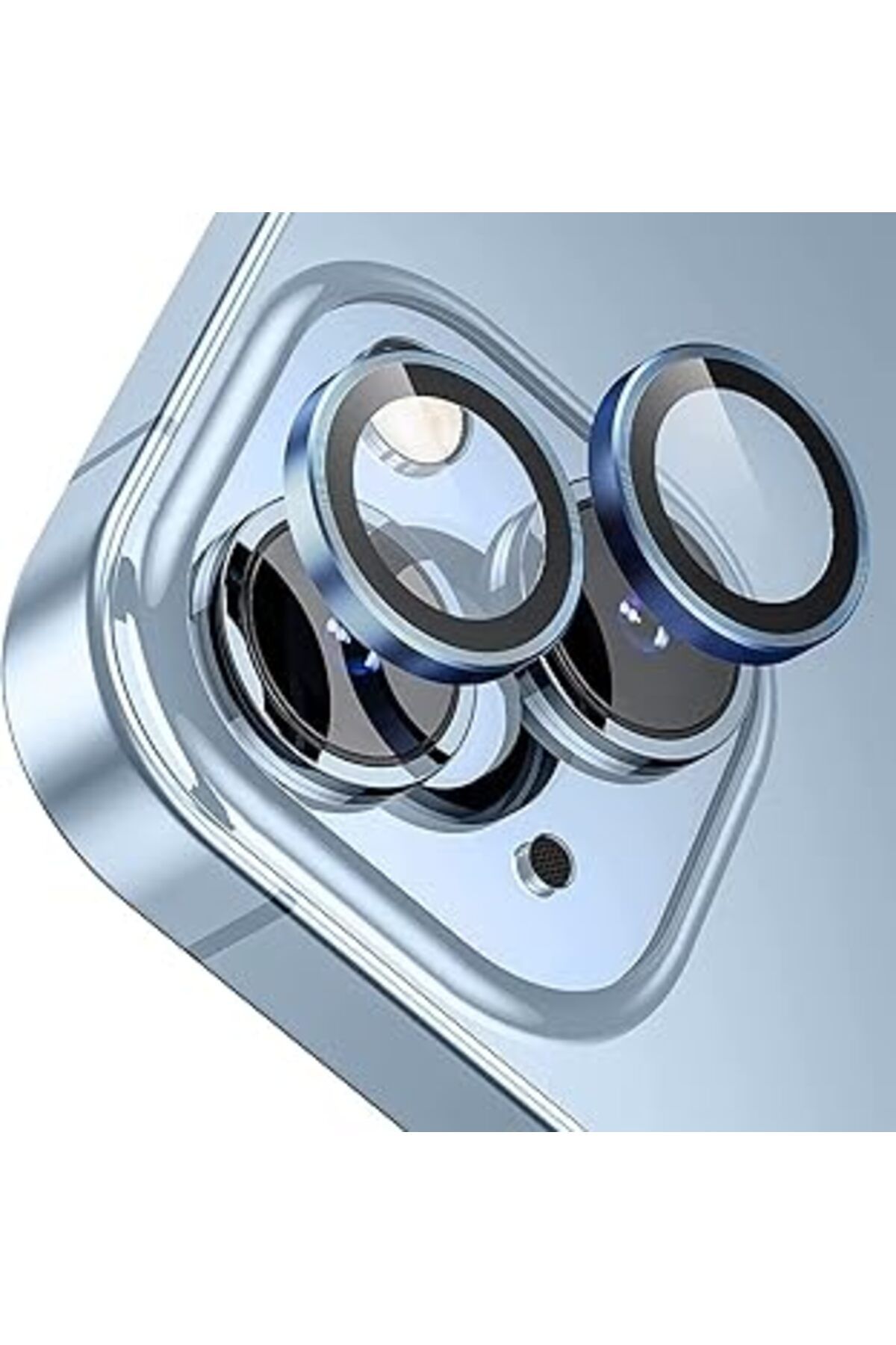 Pİ GLOBAL Buff Labs Iphone 13/13 Mini Screen Protector 9H Safir Cam Kamera Metal Lens Koruyucu (Koyu Mavi)