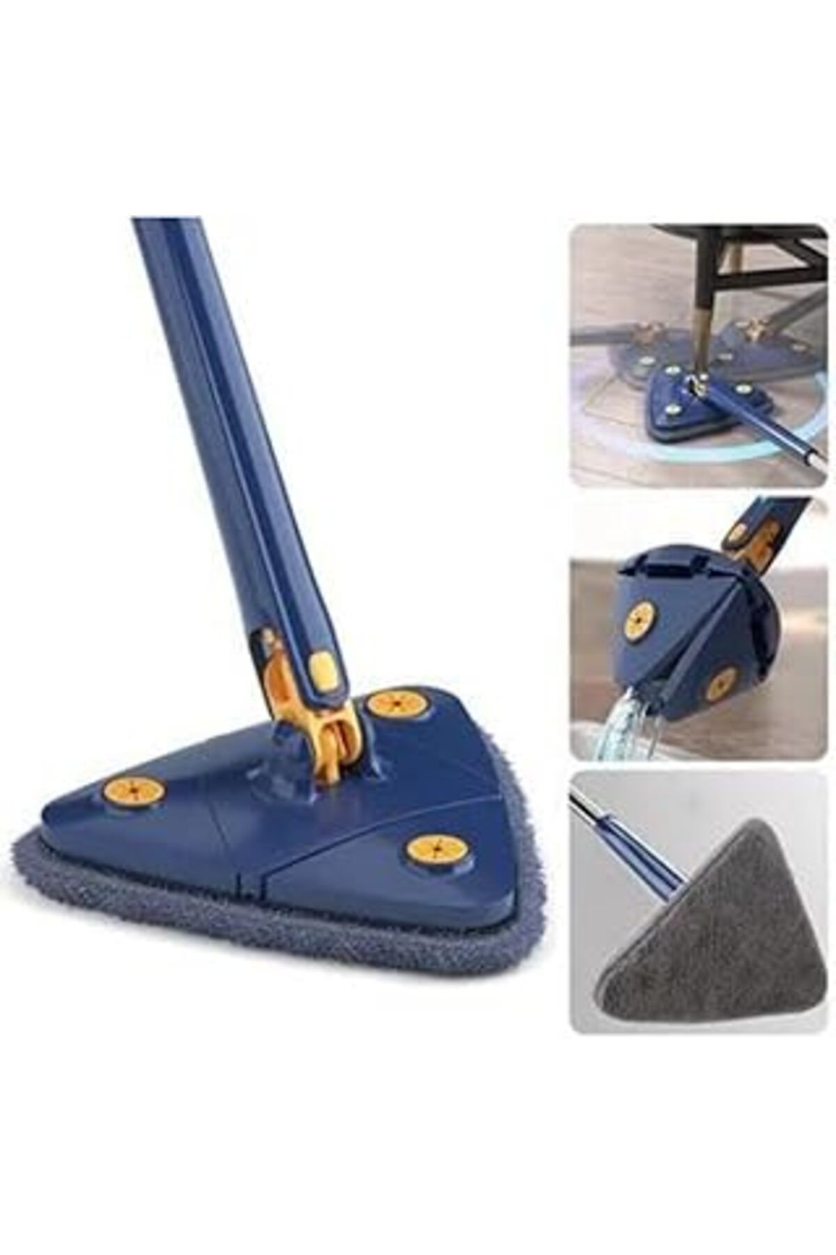 Mu Art Befto Home Duvar, Yer, Cam Silebilen 1 Adet Yedek Mikrofiber Bezli Kendinden Sıkmalı Üçgen Mop