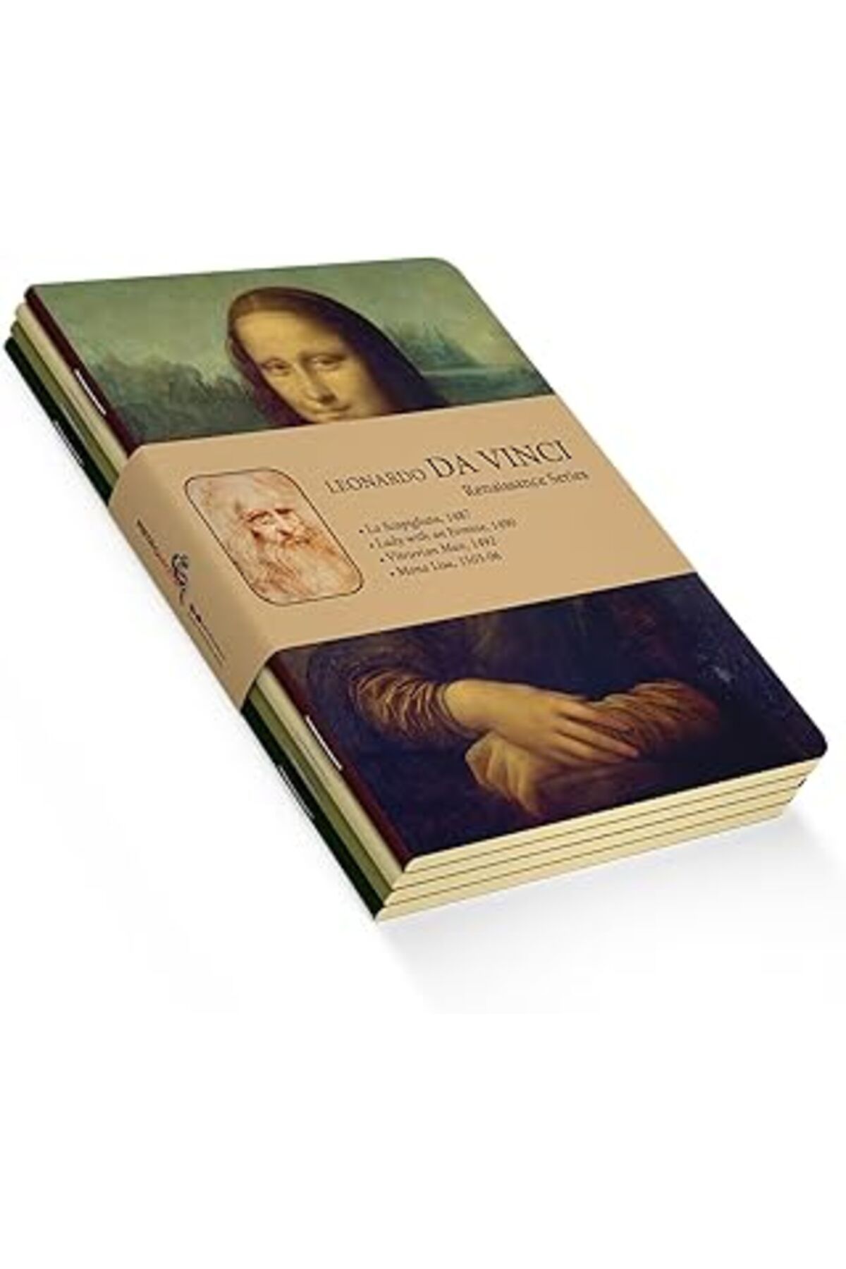 NZM TİCARET Retronote Renaissance Series - A5, Da Vinci 4'Lü Defter Seti I, Çizgisiz, Toplam 256 Sayfa, Her Bir