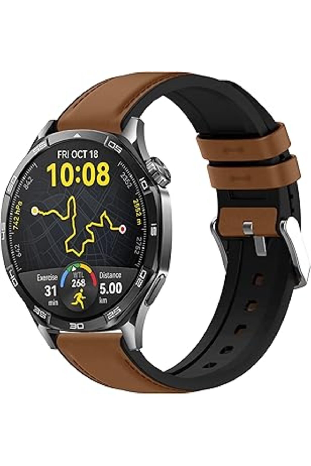 karadağsb Teknoft 22Mm Ile Uyumlu Saatler Için Yumuşak Suni Deri 46Mm Silikon Kordon Huawei Watch (Gt5 Pro/Gt