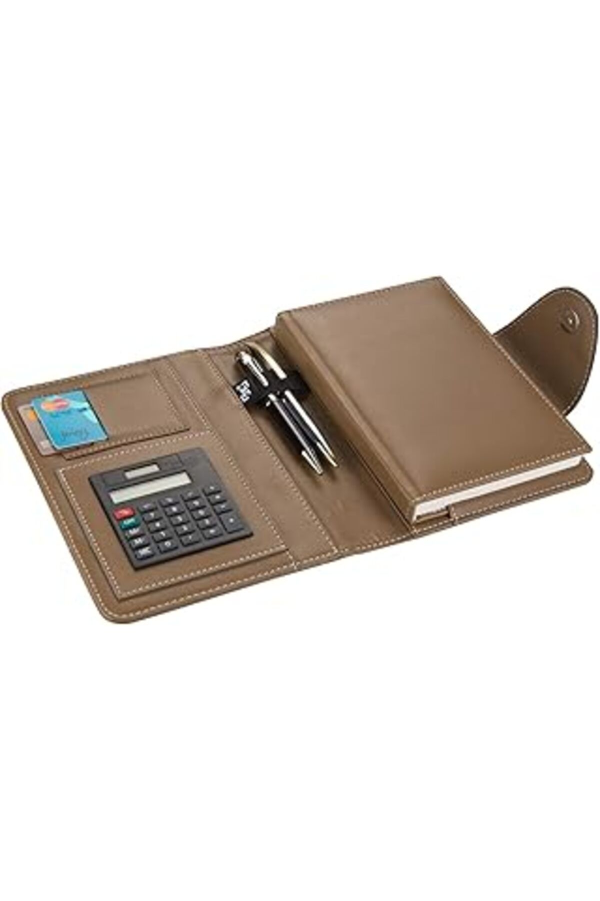Mu Art 2K 5196 Ajanda Tarihsiz Kareli 14 X 20 Cm Ajanda/Defter Hesap Makineli Suni Deri Organizer, Vizon