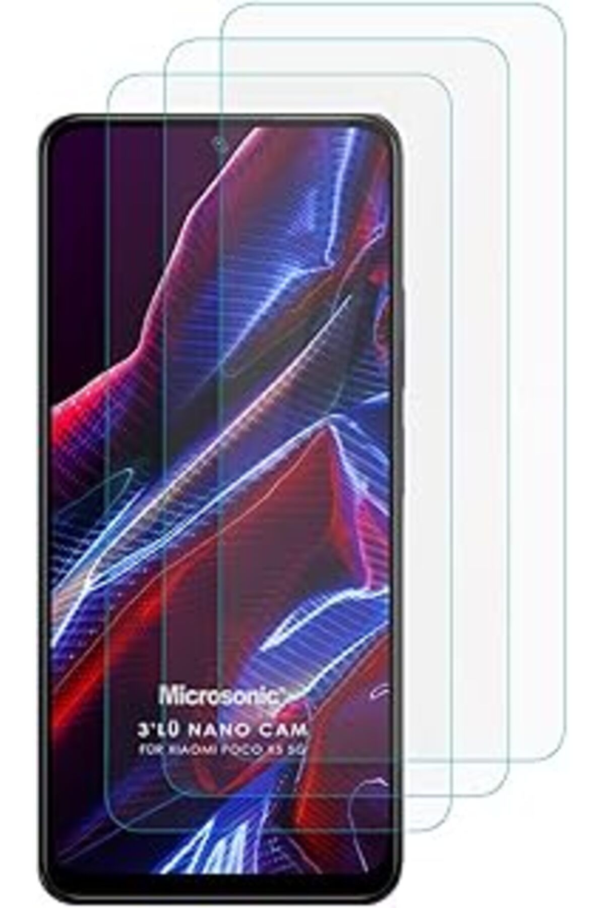 Pazarcan Microsonic Xiaomi Poco X5 5G Screen Protector Nano Glass Cam Ekran Koruyucu (3`Lü Paket) [Poco X5 5