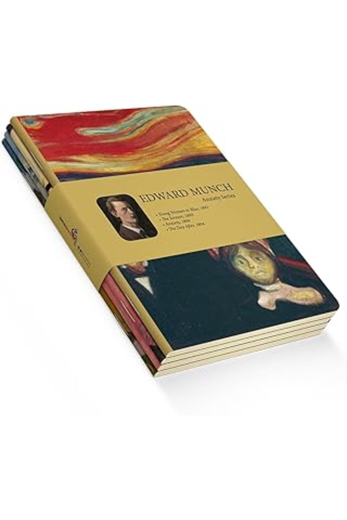Mu Art Ahşap Retronote Anxiety Series - A5, Edward Munch 4'Lü Defter Seti I, Çizgisiz, Toplam 256 Sayfa, Her Bir