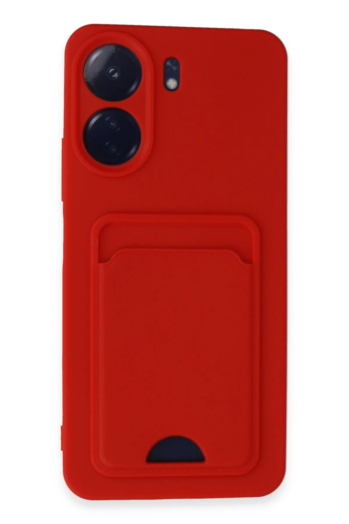 NewFace Xiaomi Redmi 13C Kılıf Kelvin Kartvizitli Silikon - Kırmızı YNSMR