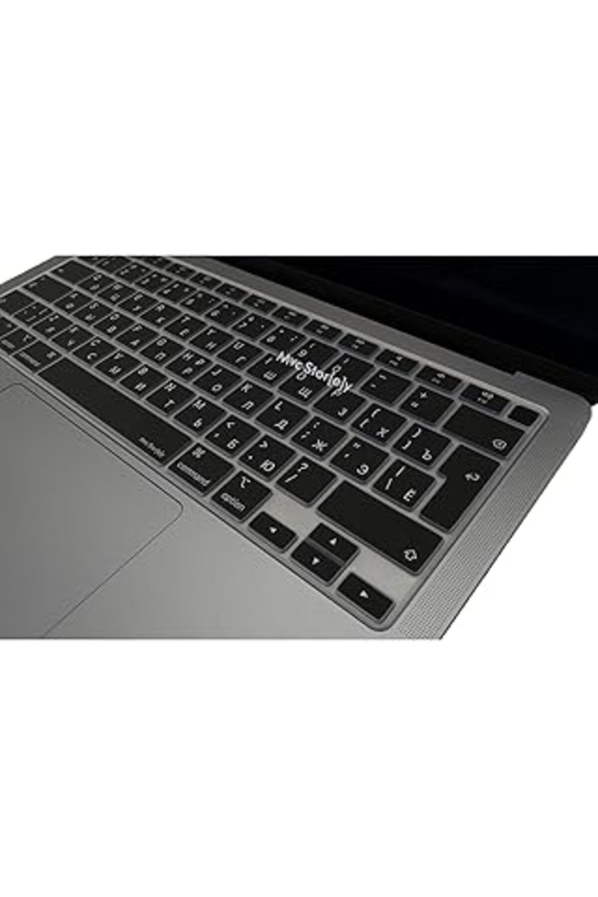 Pazarcan Mcstorey Rusça Klavye Macbook Air M1 Kılıfı (Touchid'Li Air) A2179 A2337 Ile Uyumlu Koruyucu Siyah
