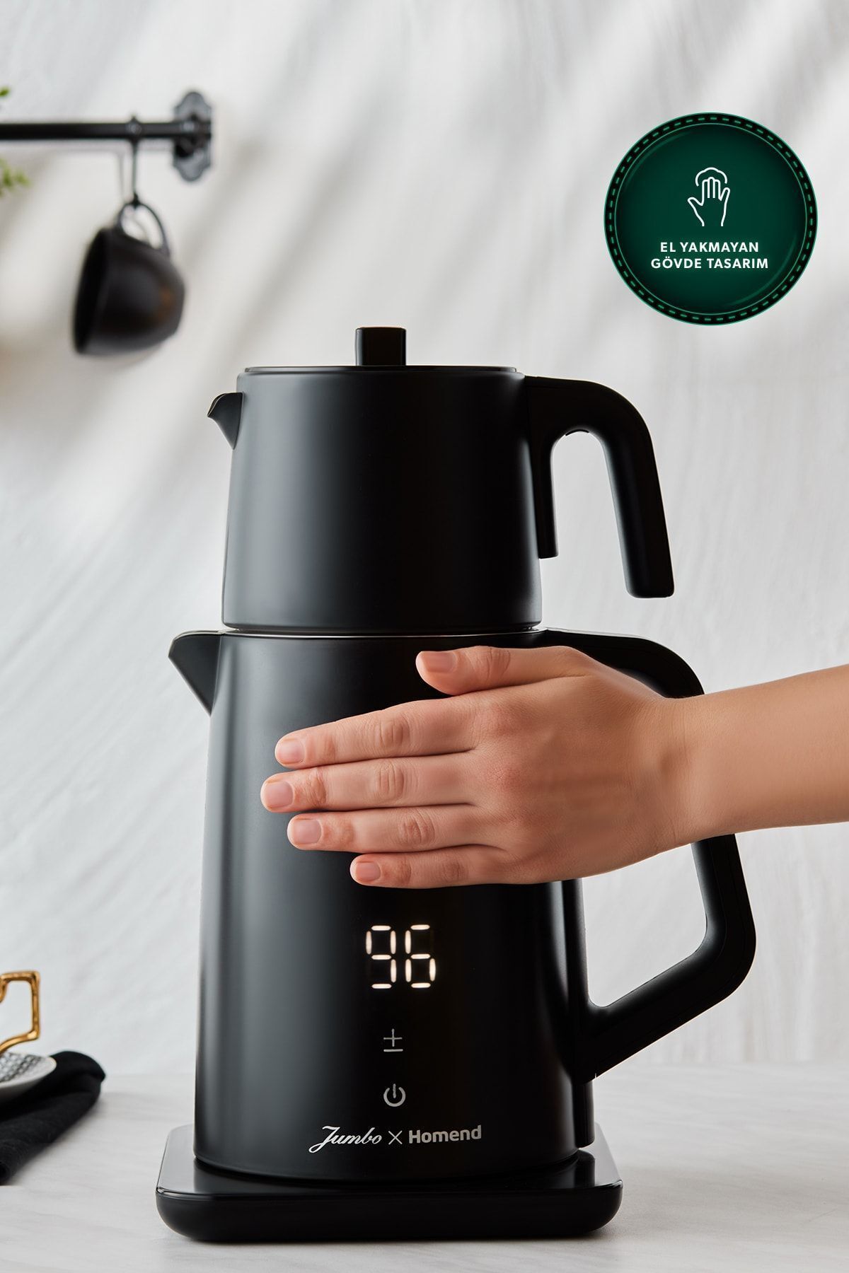 Techno Stock X Homend Royaltea Cooltouch 1792h Siyah Çift Duvarlı Paslanmaz Çelik Çay Makinesi Wif...
