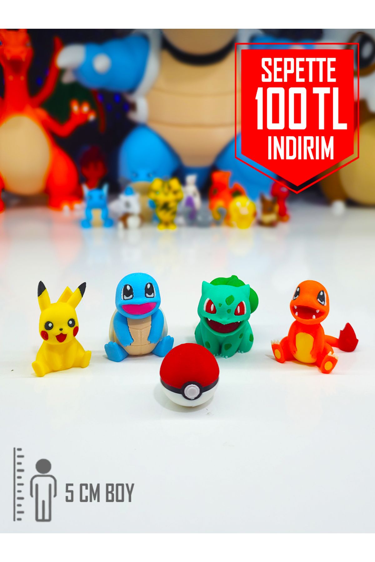 Suelo Butik 5'li Pokemon Seti Favori Pokemonlar Başlangıç Seti Pikachu Charmander Squirtle Bulbasaur 5Cm