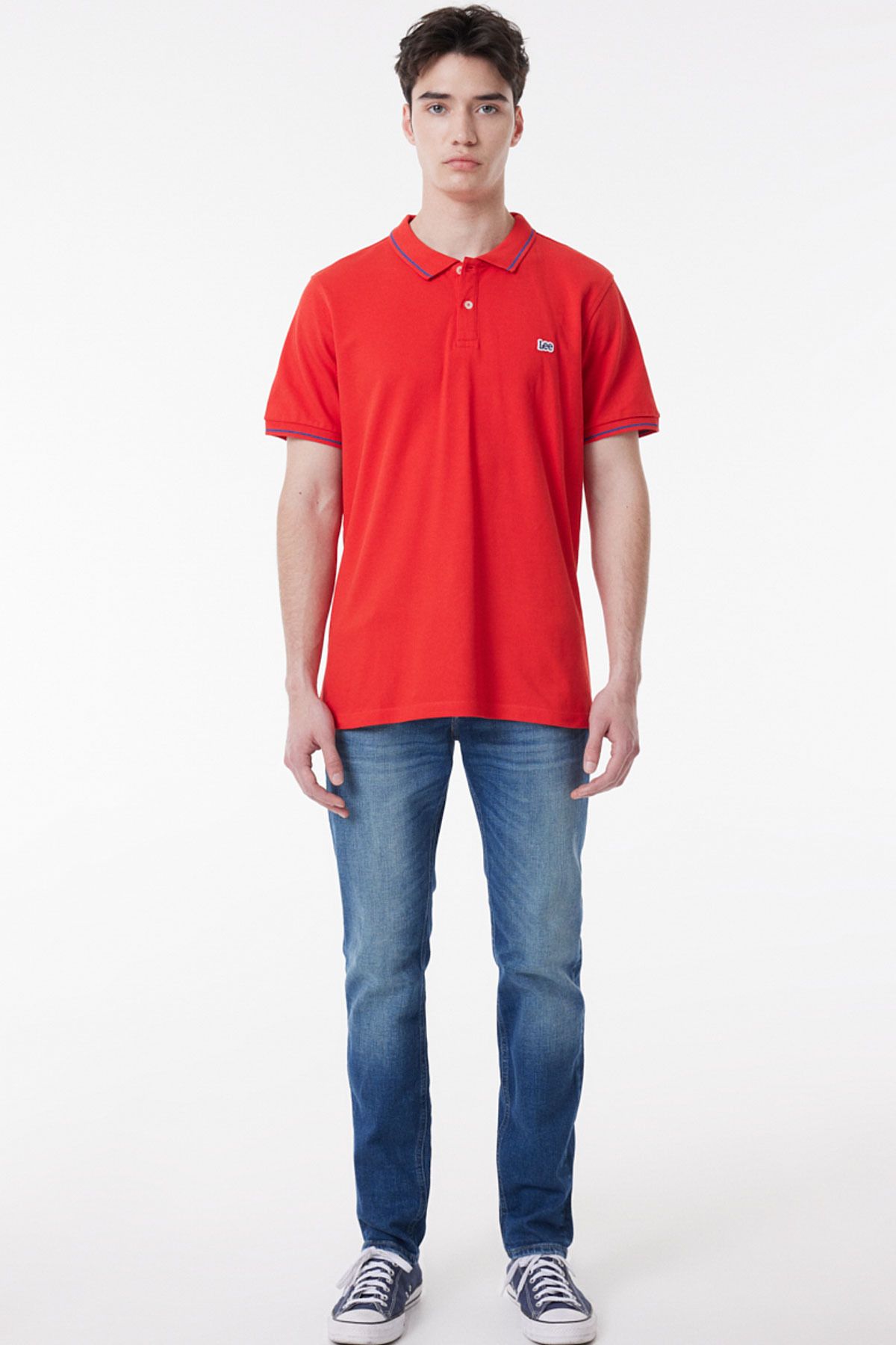 Lee SS Kısa Kollu Polo T-s Kırmızı Erkek Kısa Kol T-Shirt