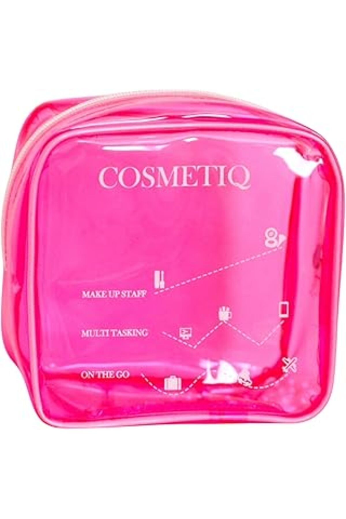 karadağsb Pazar Kapısı Şeffaf Makyaj Malzemeleri Çantası Mini Organizer Poschette (Pembe)