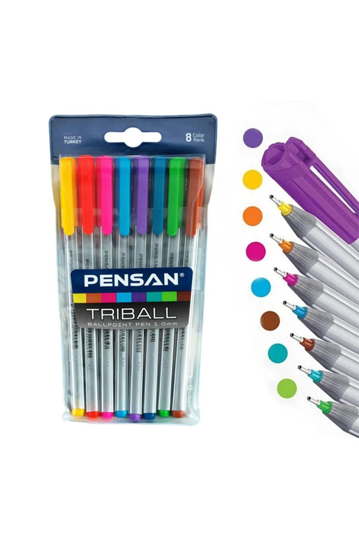 Drawline 8 Renk 1.0 Mm Tükenmez Kalem Paketli Triball Pensan