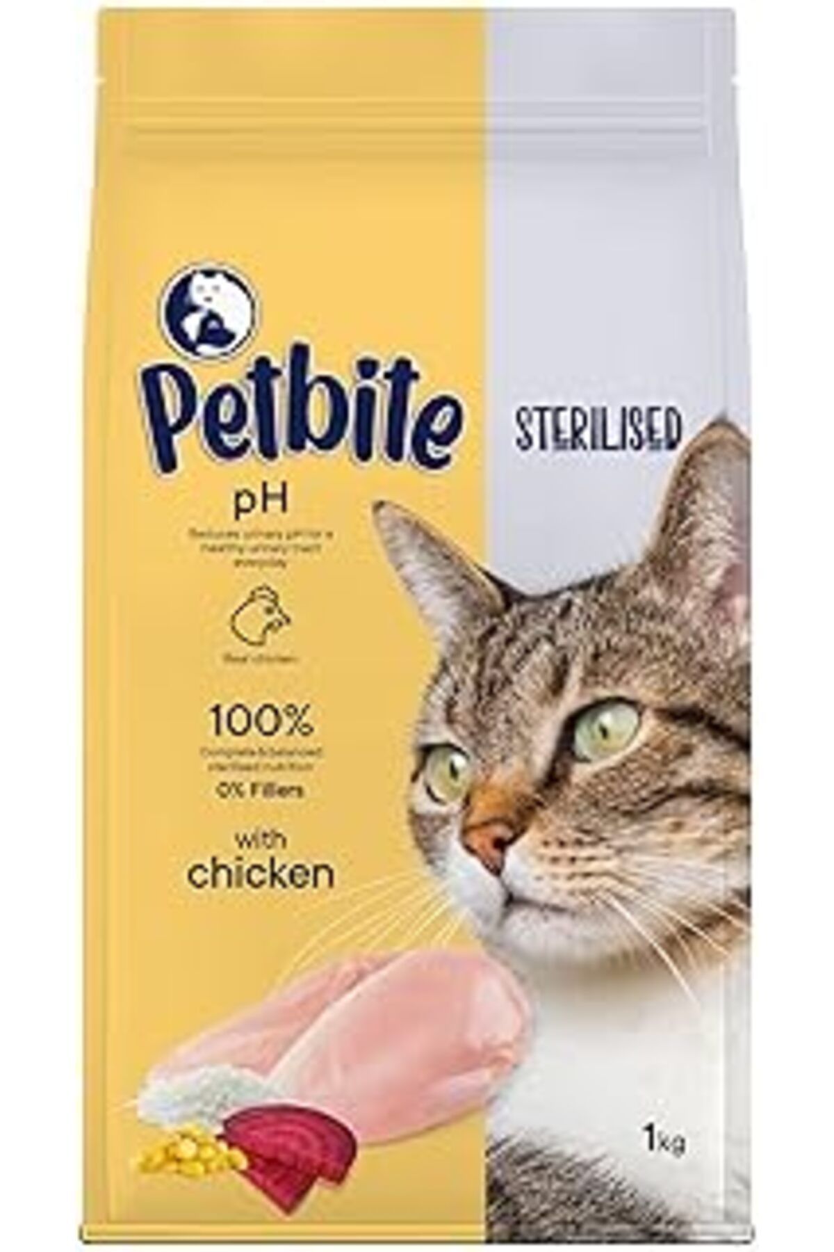 karadağsb Petbite Kısırlaştırılmış Yetişkin Kediler İçin Tavuk Etli Kuru Kedi Maması (1 Kg, Tavuk)