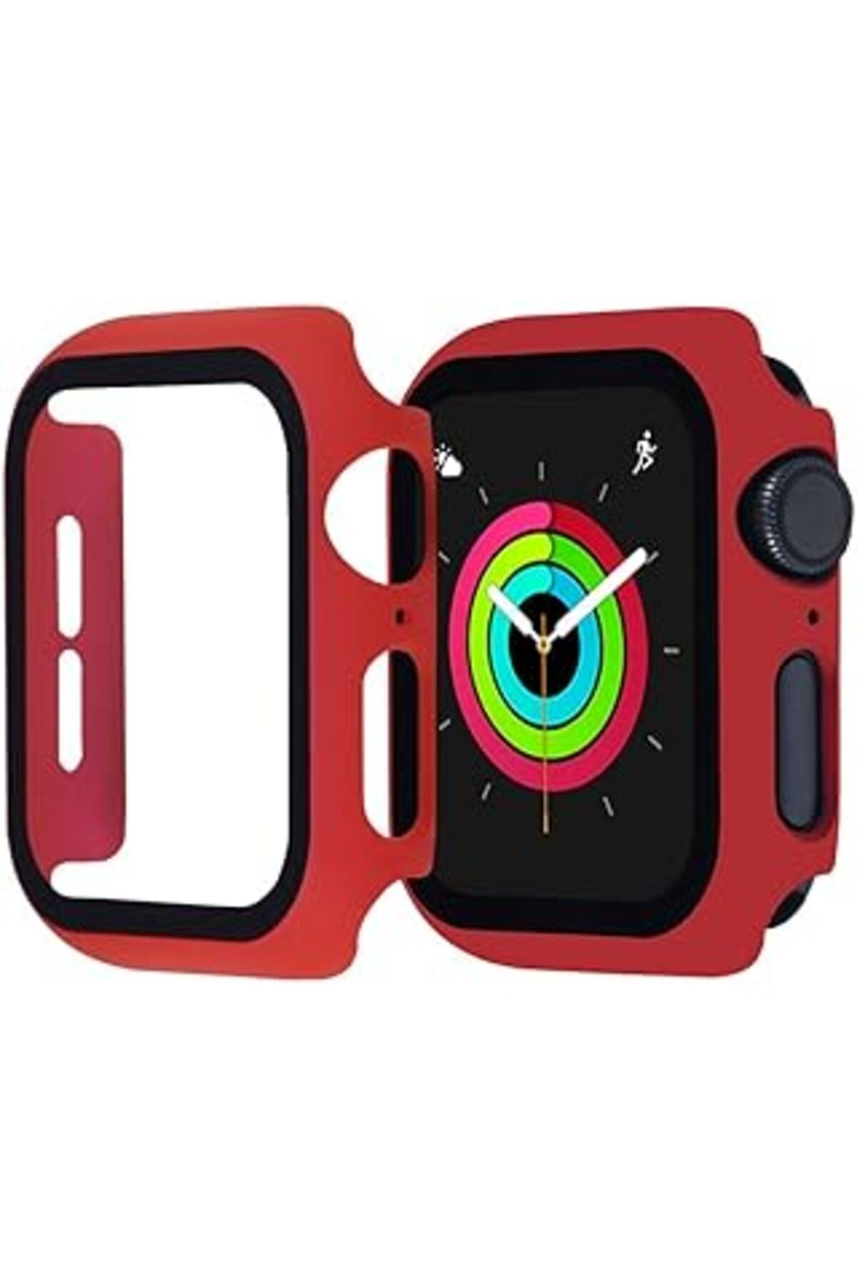 jupiter global bazaar Kny 75849131 Apple Watch 44Mm İçin Full Kaplayan Çerçeveli Ekran Koruyucu Gard Kapak Kırmızı Ekran