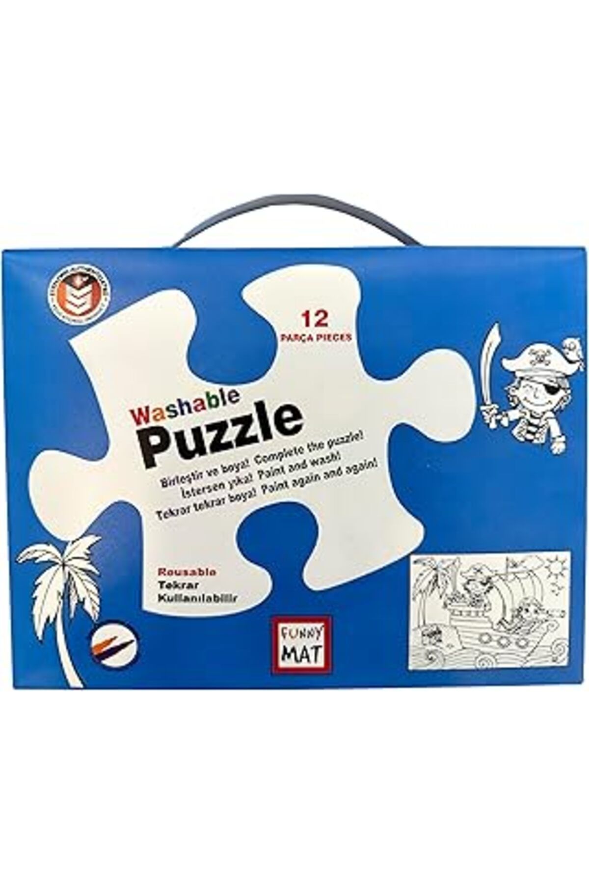 karadağsb Akademi Çocuk Funny Mat Washable Puzzle Korsan Adası Paket