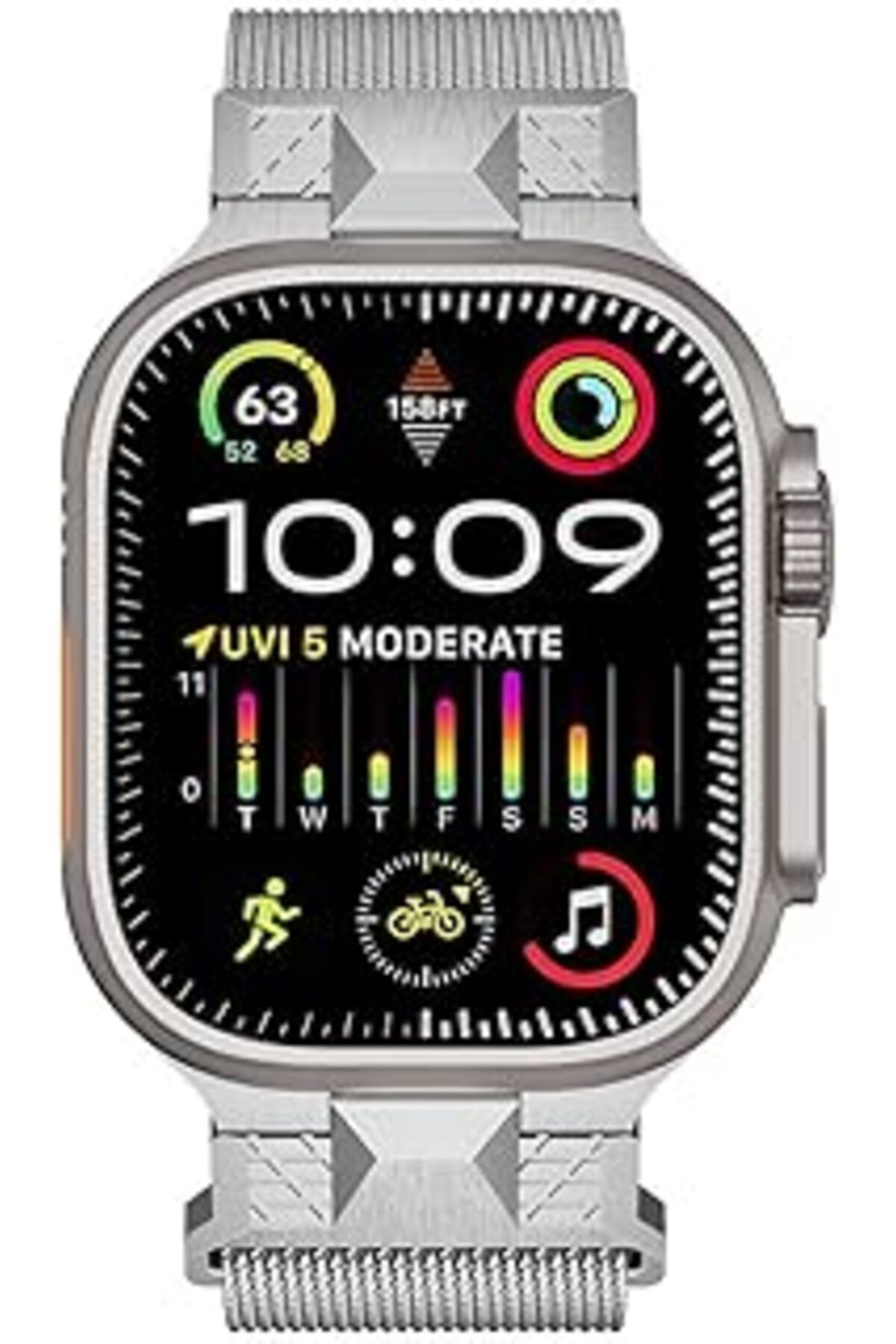 karadağsb Zore Apple İle Uyumlu Watch Ultra 49Mm Krd-107 Metal Hasır Kordon Gümüş