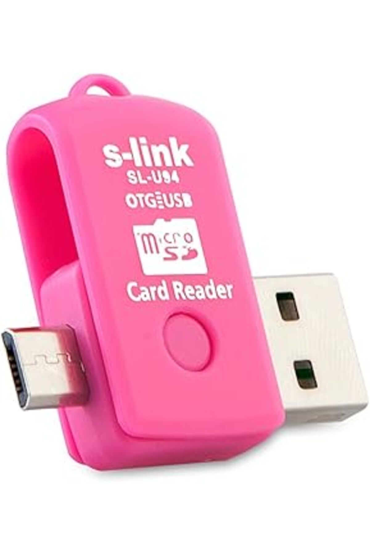NZM TİCARET S-Link Sl-U94 Usb To Mikro 5 Pin + Kart Okuyucu Otg Çevirici, Pembe