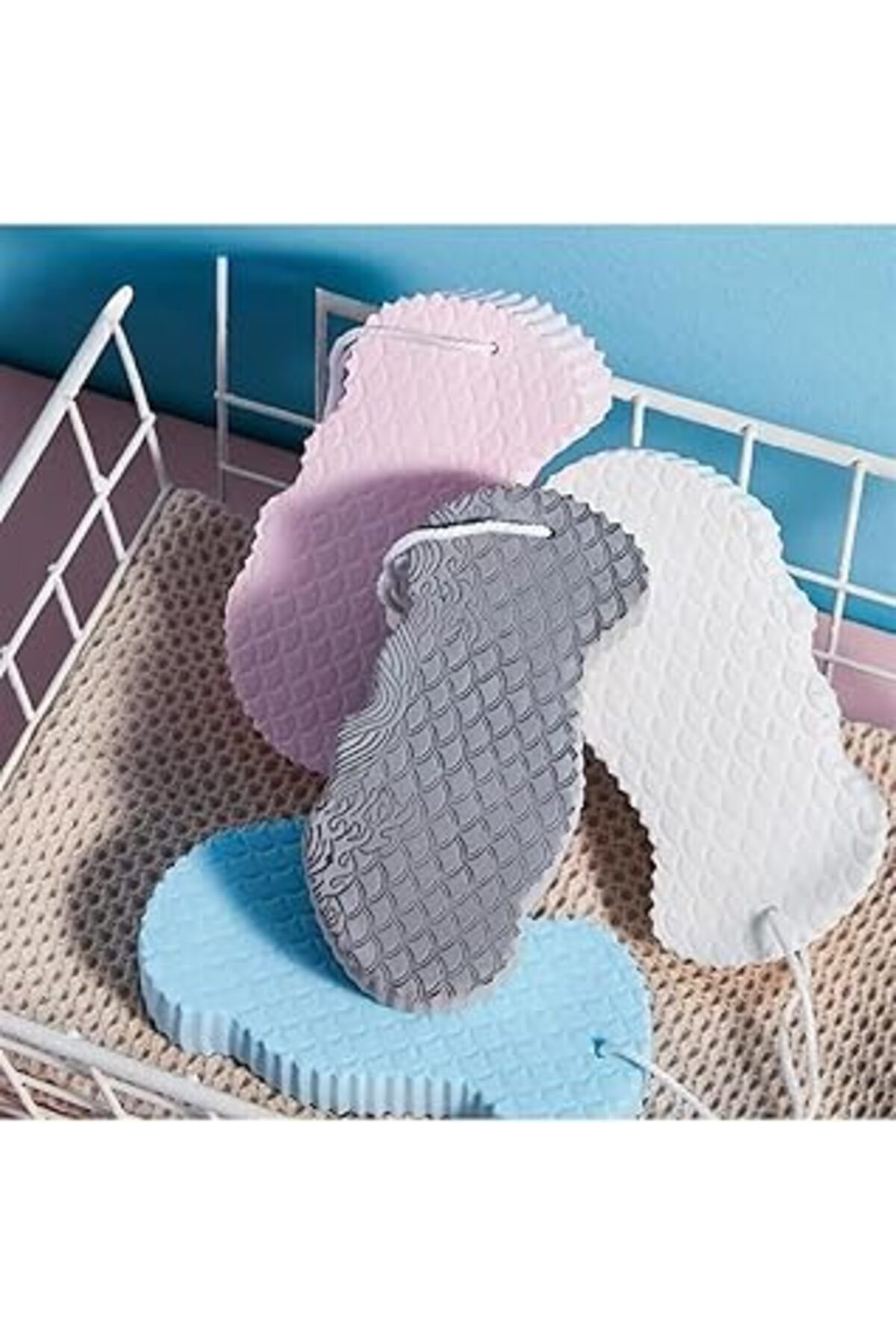 karadağsb Çok Renkli Banyo Süngeri, Peeling Etkili, 14 Cm X 7 Cm, Vücut Temizleme Ve Masaj Süngeri