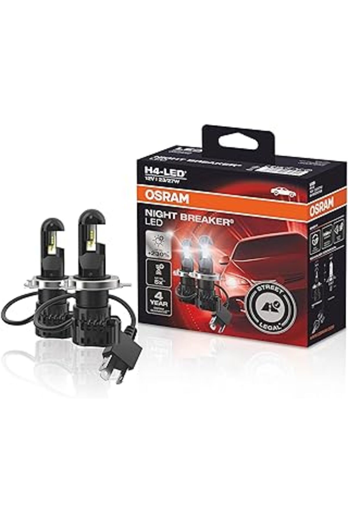 Pazarcan Ampul Night Breaker Led H4-Led 12V 23/27W%230'A Kadar Fazla Işık 4 Yıl Garantili, Sarı Işık
